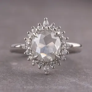 1.37 Carat Icy Salt and Pepper Cushion Diamond Engagement Ring, Cosette Setting, 14k White Gold