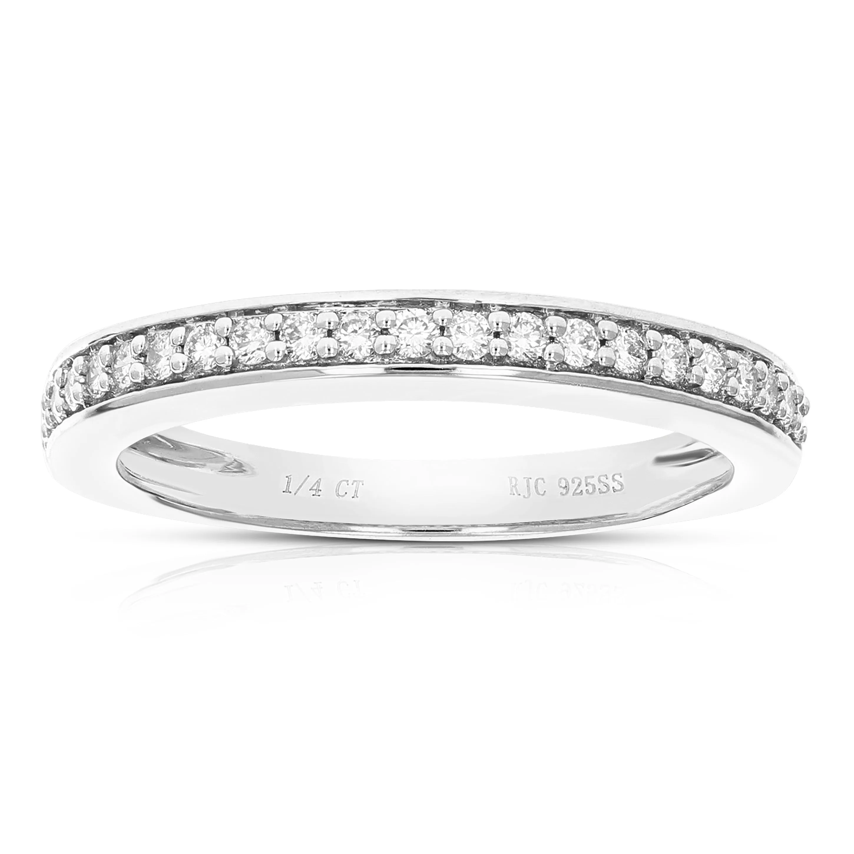 1/4 cttw Lab Grown Diamond Halo Wedding Band in Sterling Silver