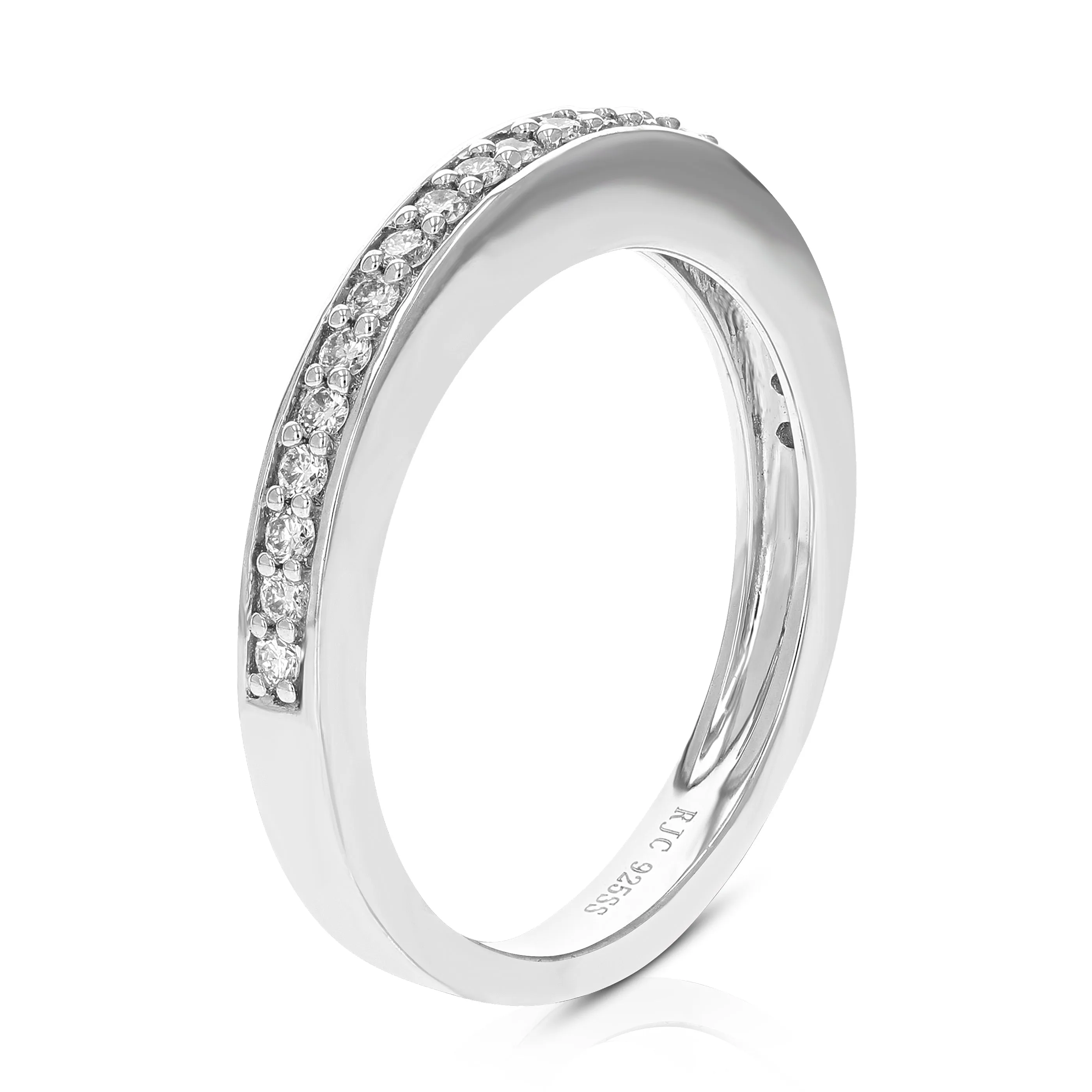 1/4 cttw Lab Grown Diamond Halo Wedding Band in Sterling Silver