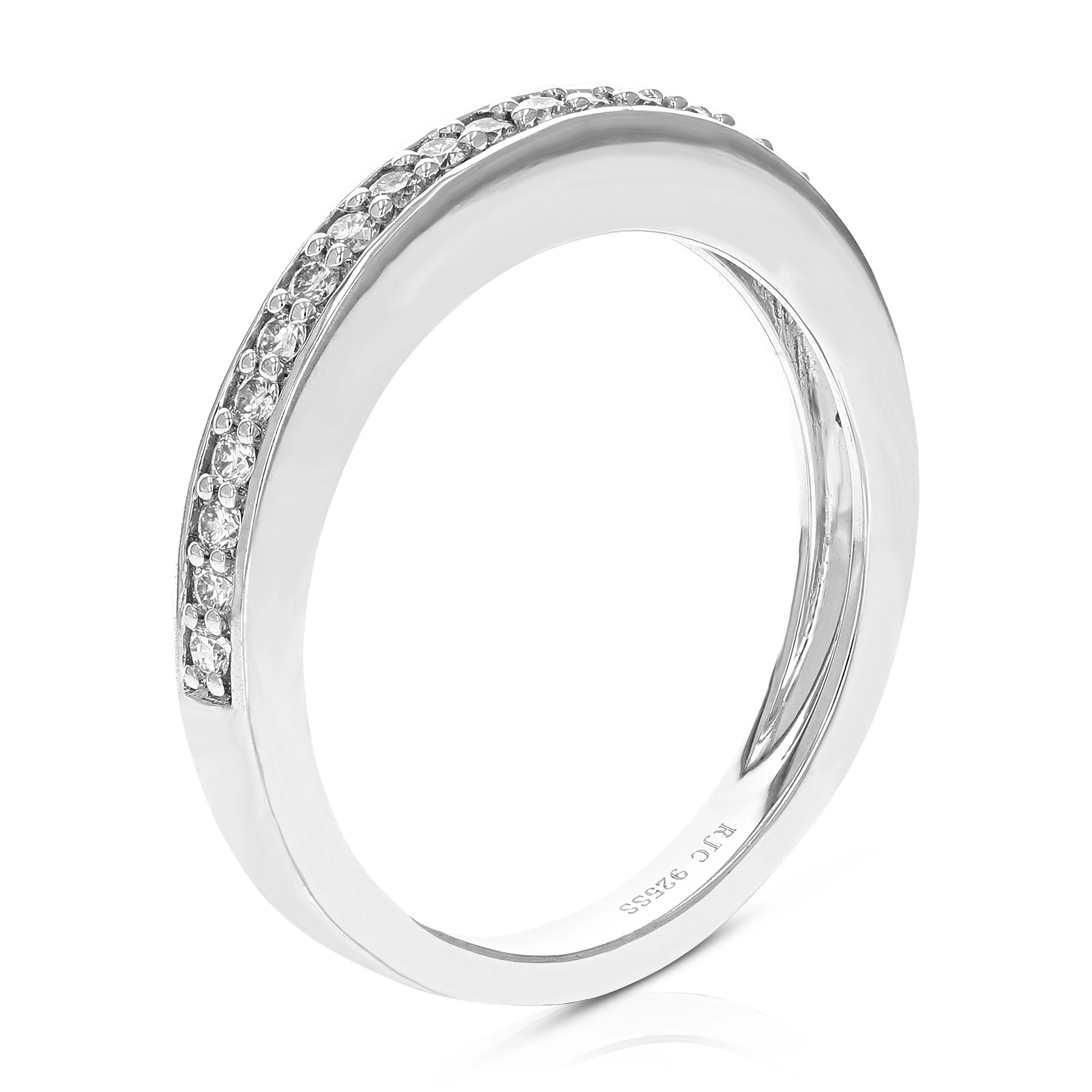 1/4 cttw Lab Grown Diamond Halo Wedding Band in Sterling Silver
