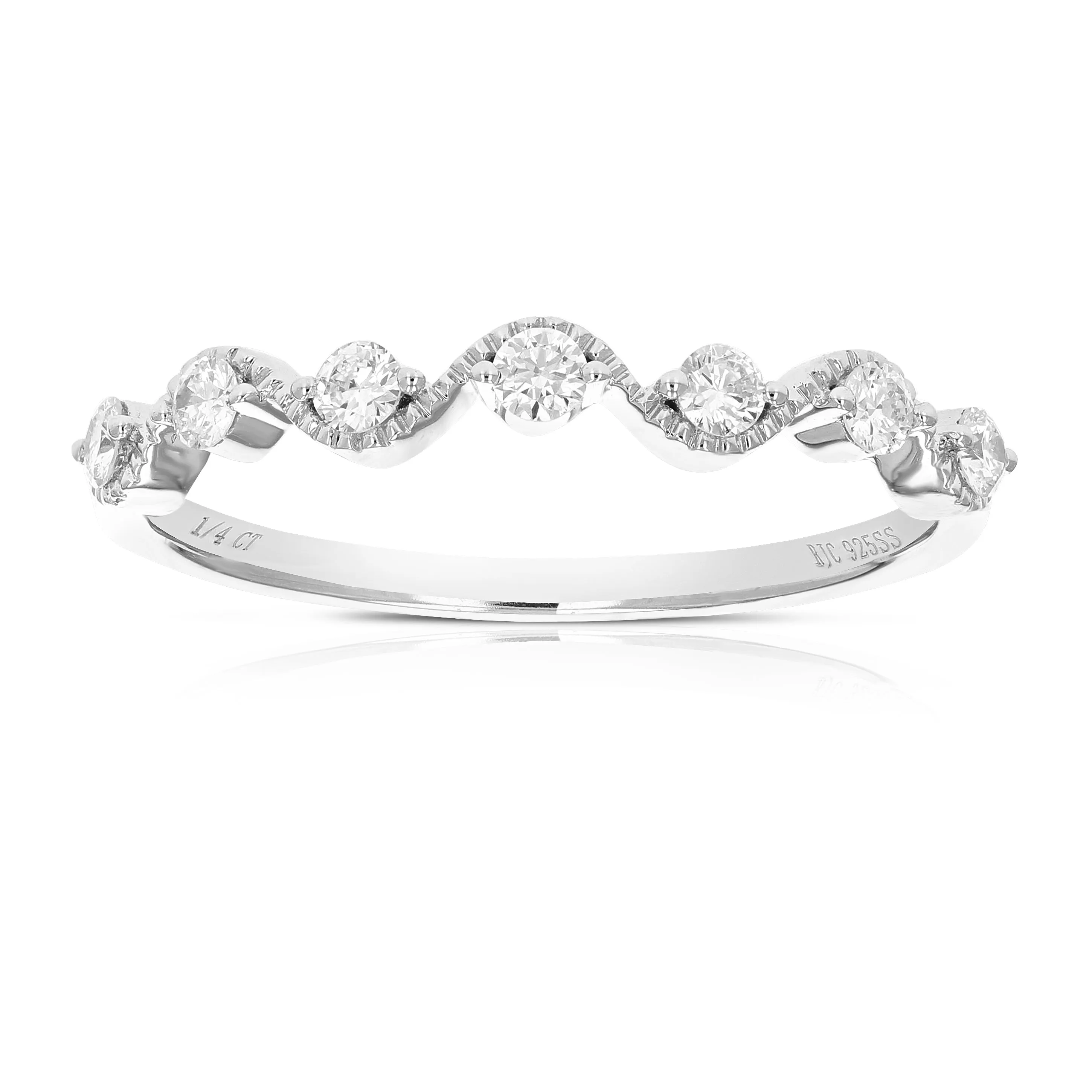 1/4 cttw Lab Grown Diamond Swirl Wedding Band in Sterling Silver
