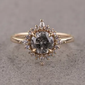 1.40 Carat Salt and Pepper Diamond Engagement Ring, Cosette Setting, 14k Yellow Gold