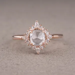 1.42 Carat Icy Grey Diamond Engagement Ring, Cosette Setting, 14k Rose Gold