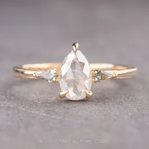 1.44 Carat Icy White Pear Diamond Engagement Ring, Vintage Zoe Setting, 14K Yellow Gold