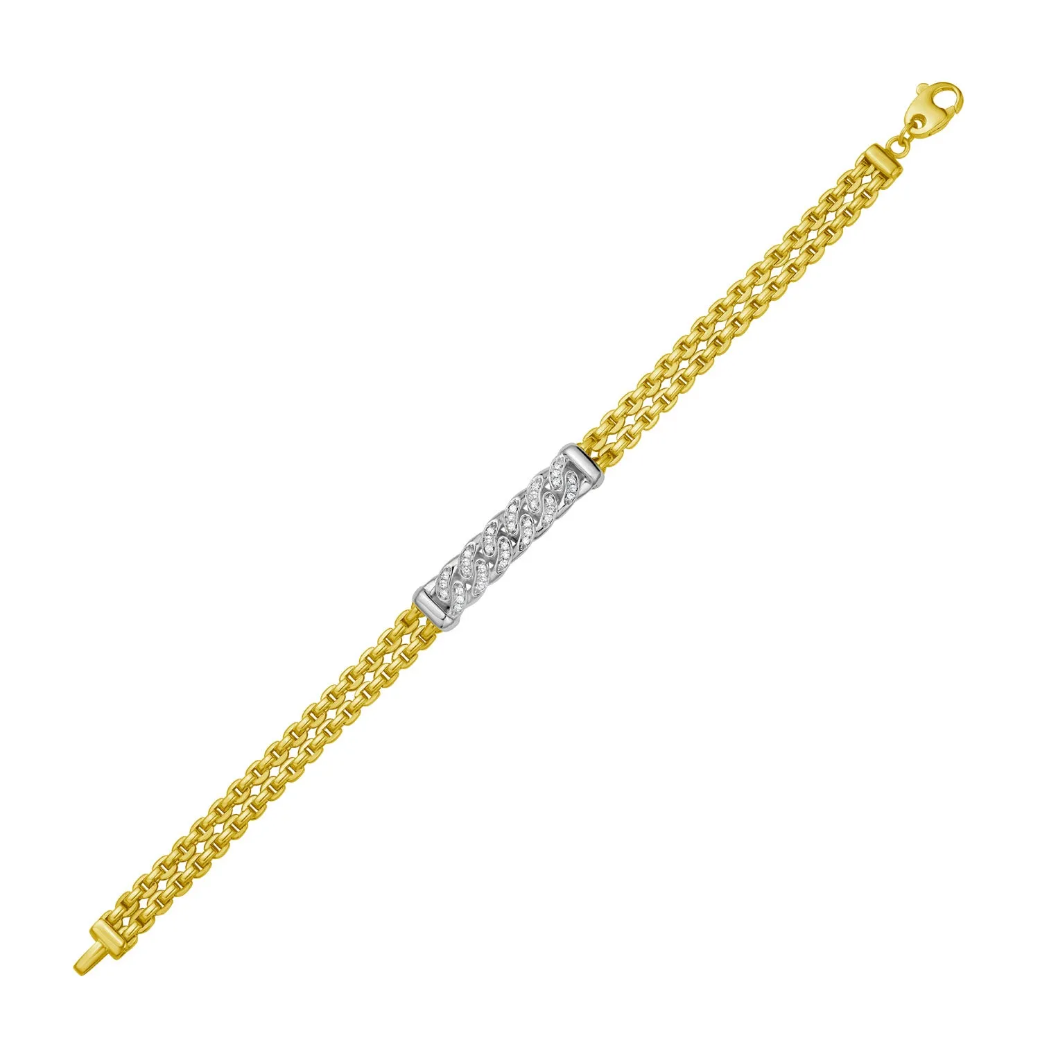 14K Diamond Pave Venetian Curb Link Bracelet