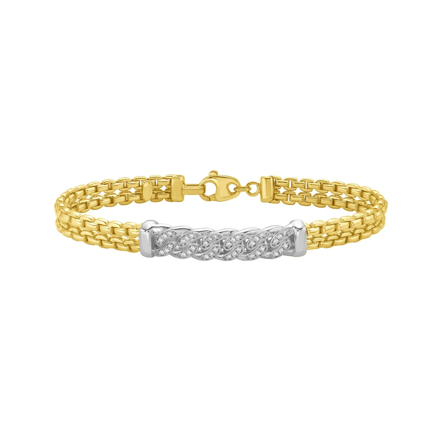 14K Diamond Pave Venetian Curb Link Bracelet
