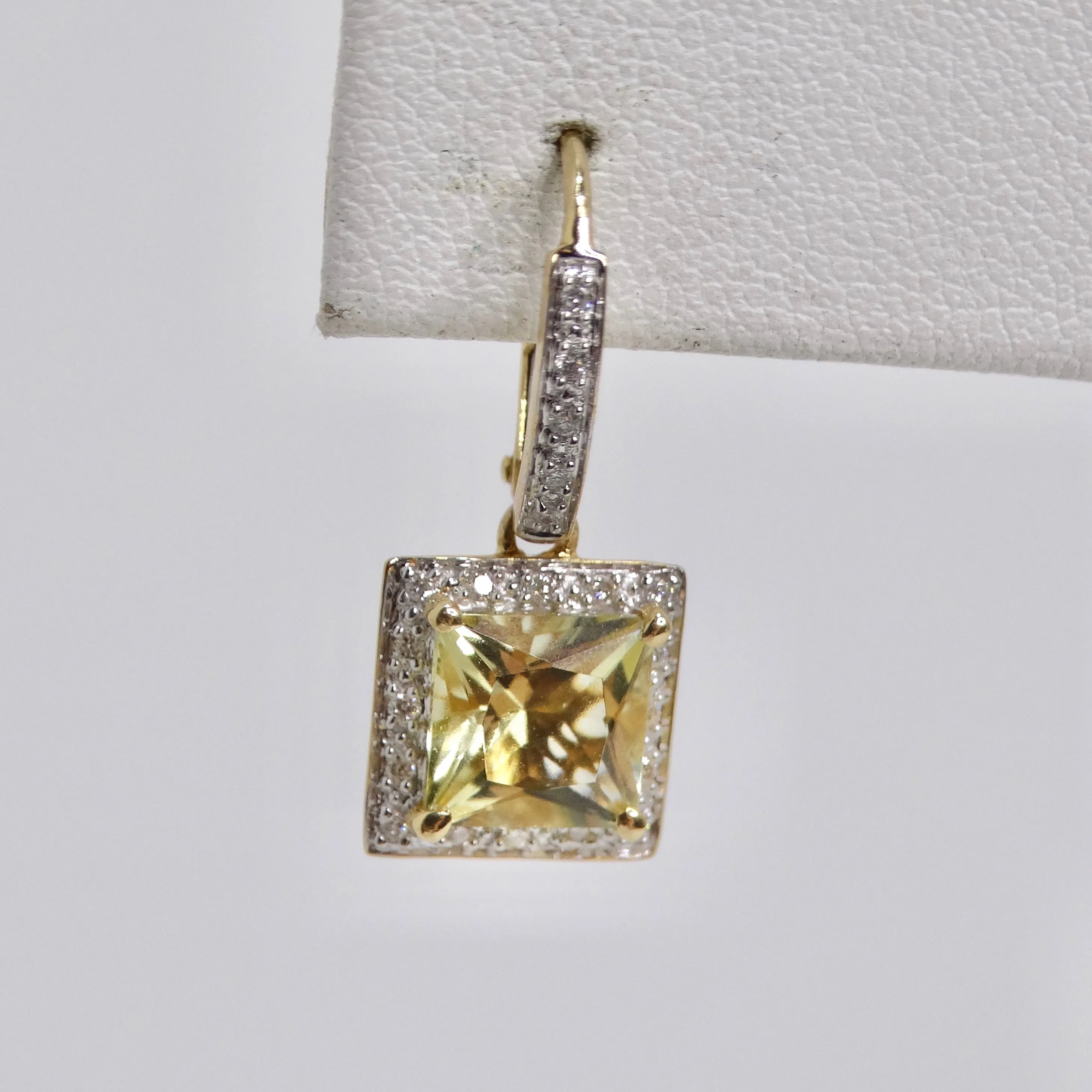 14K Gold Citrine Diamond Necklace and Earrings Set
