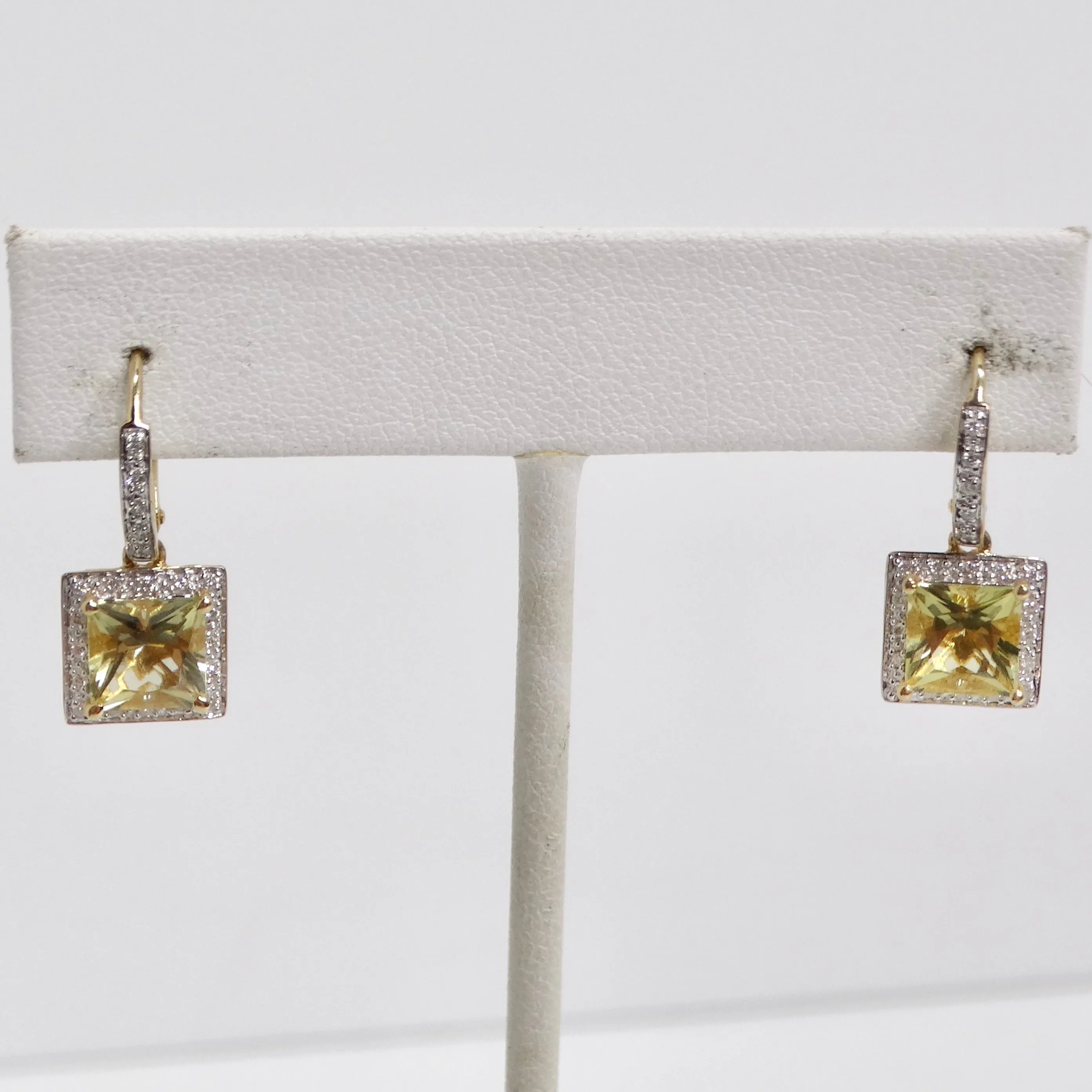 14K Gold Citrine Diamond Necklace and Earrings Set