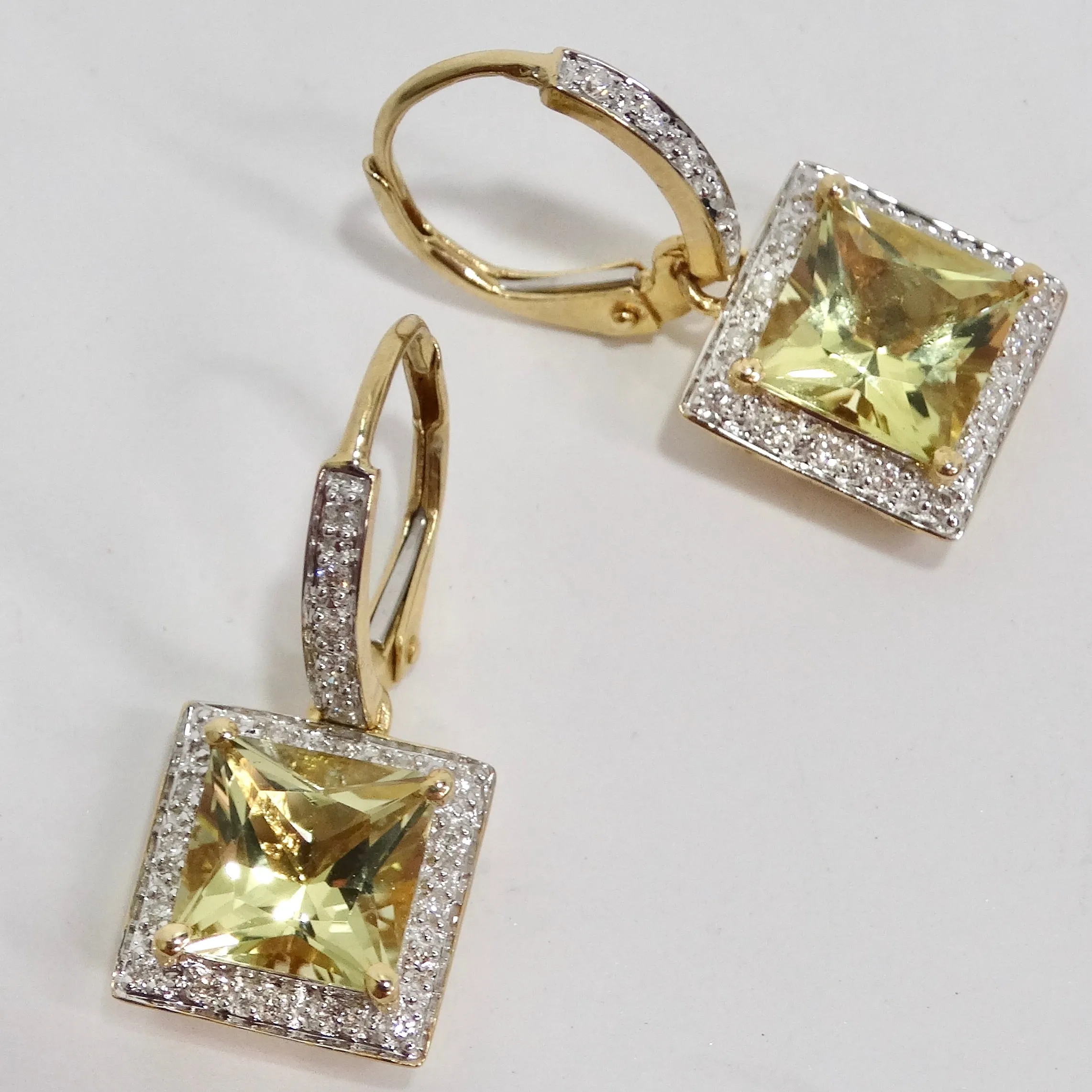 14K Gold Citrine Diamond Necklace and Earrings Set