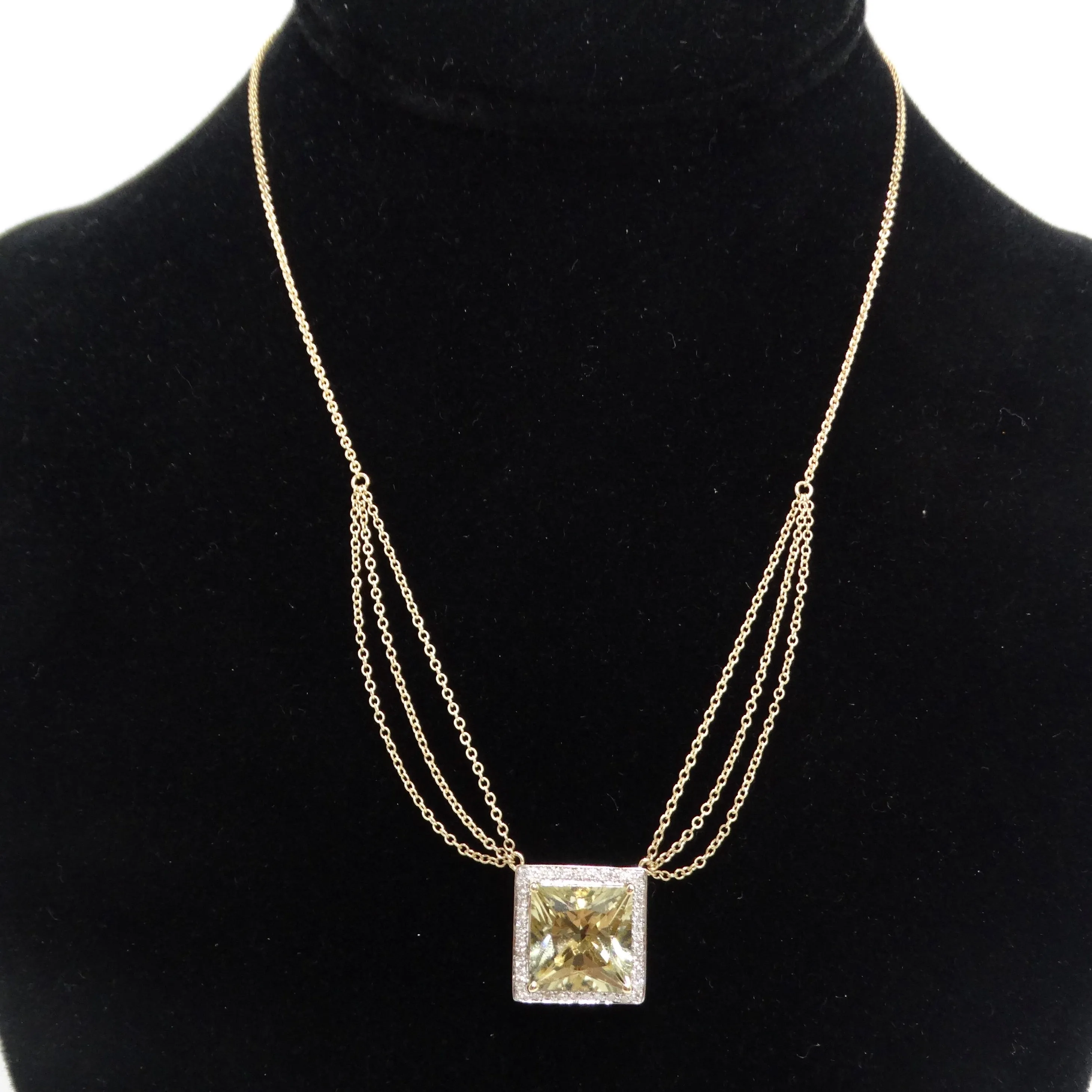 14K Gold Citrine Diamond Necklace and Earrings Set