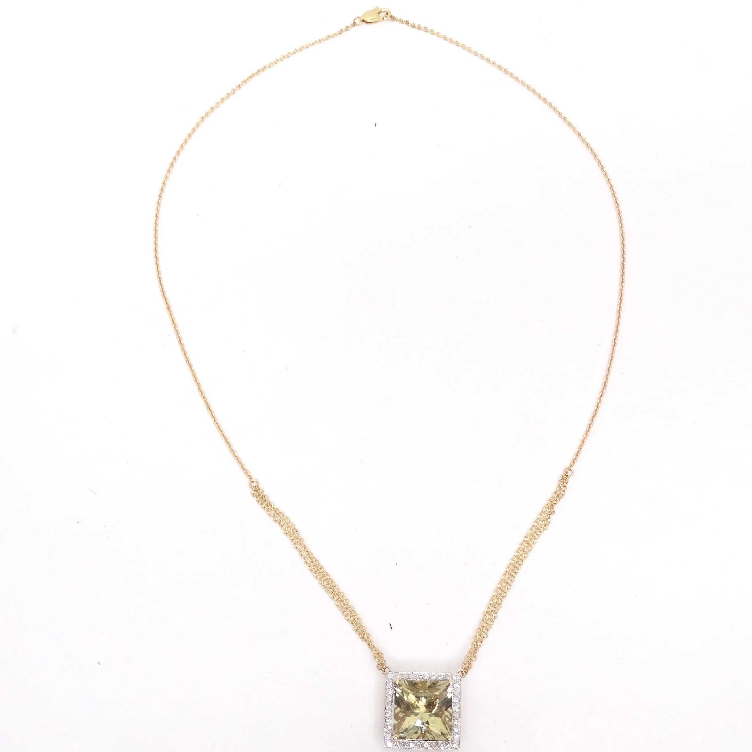 14K Gold Citrine Diamond Necklace and Earrings Set