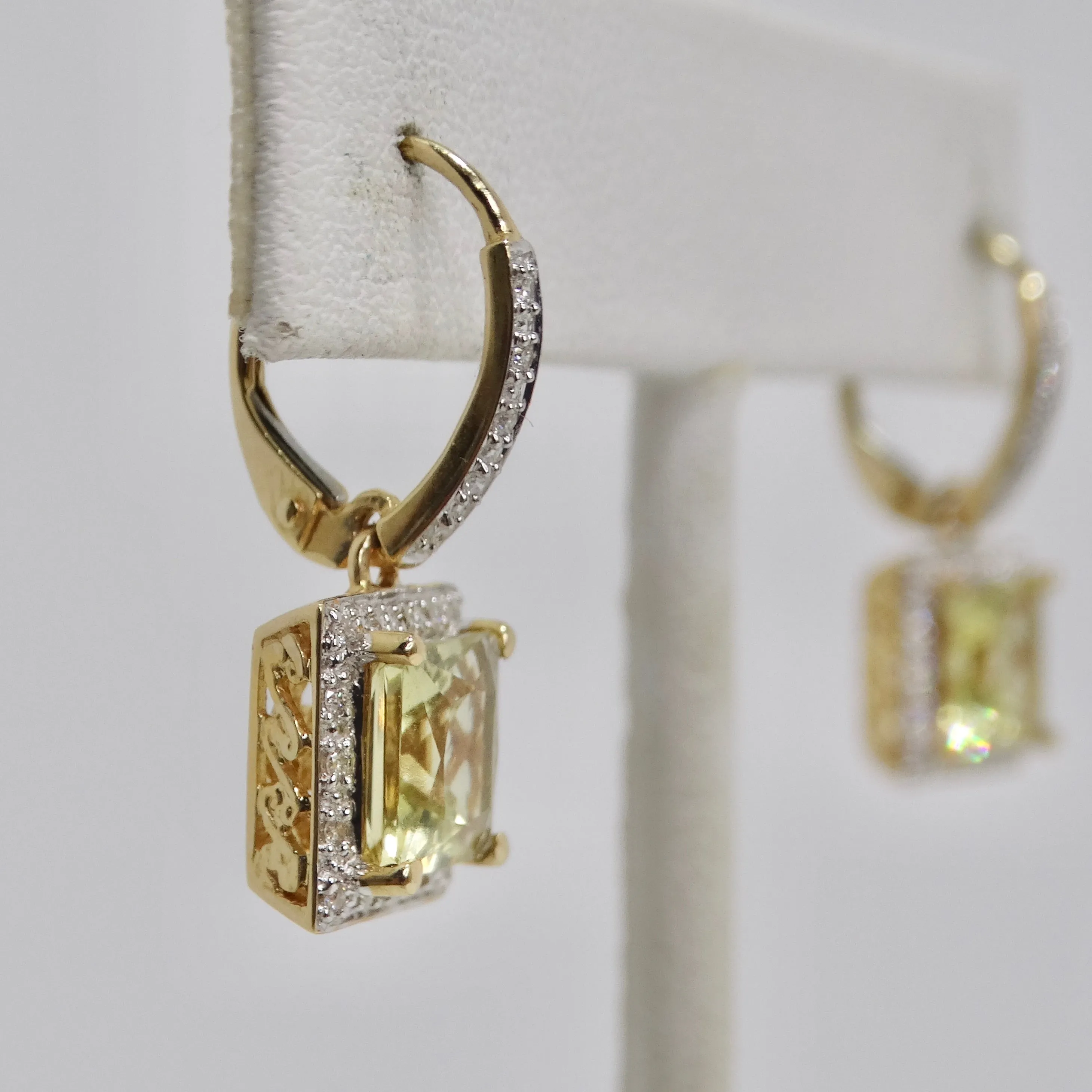 14K Gold Citrine Diamond Necklace and Earrings Set