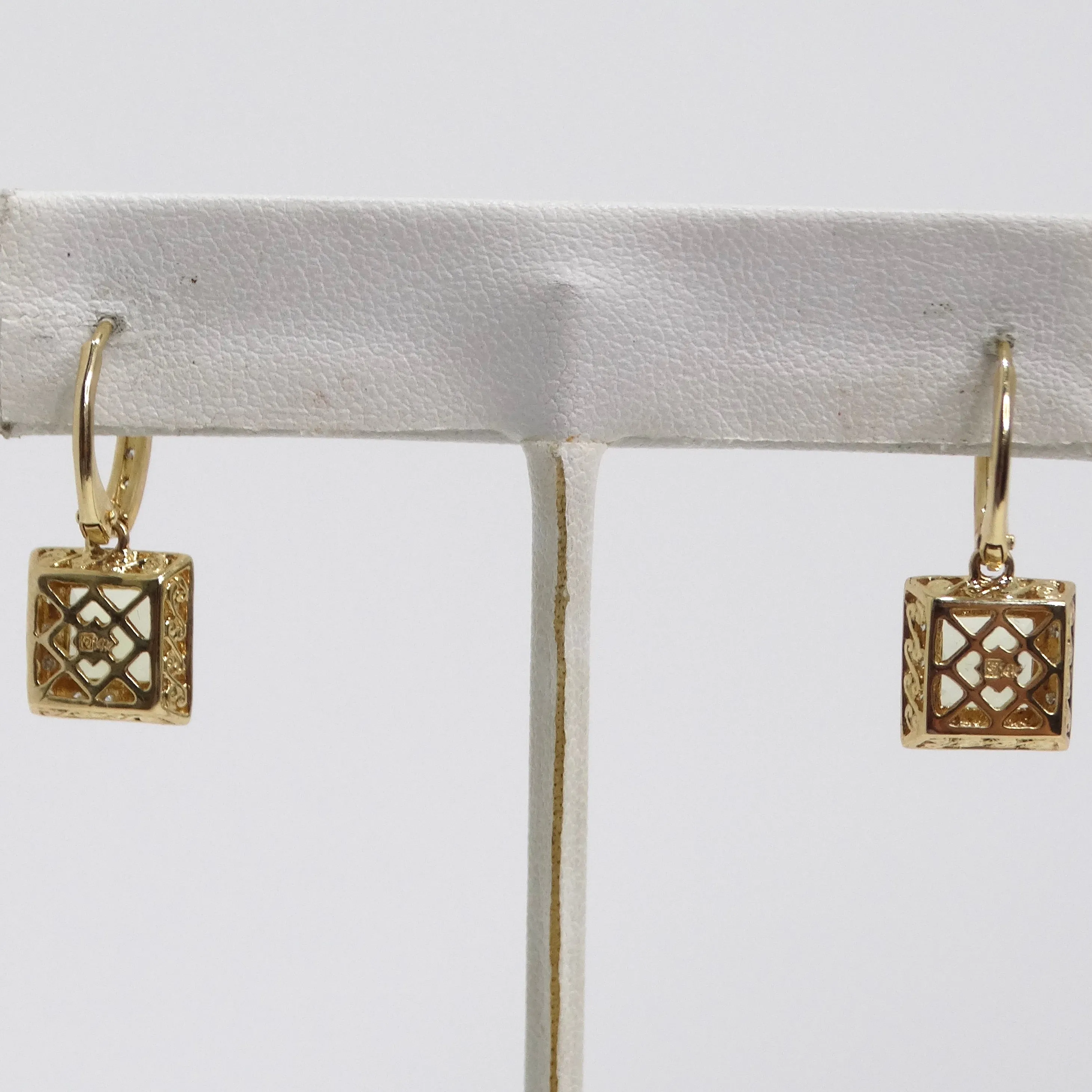 14K Gold Citrine Diamond Necklace and Earrings Set