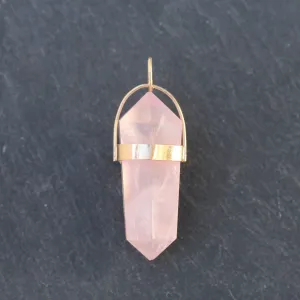 14k Gold   Rose Quartz Pendulum Pendant