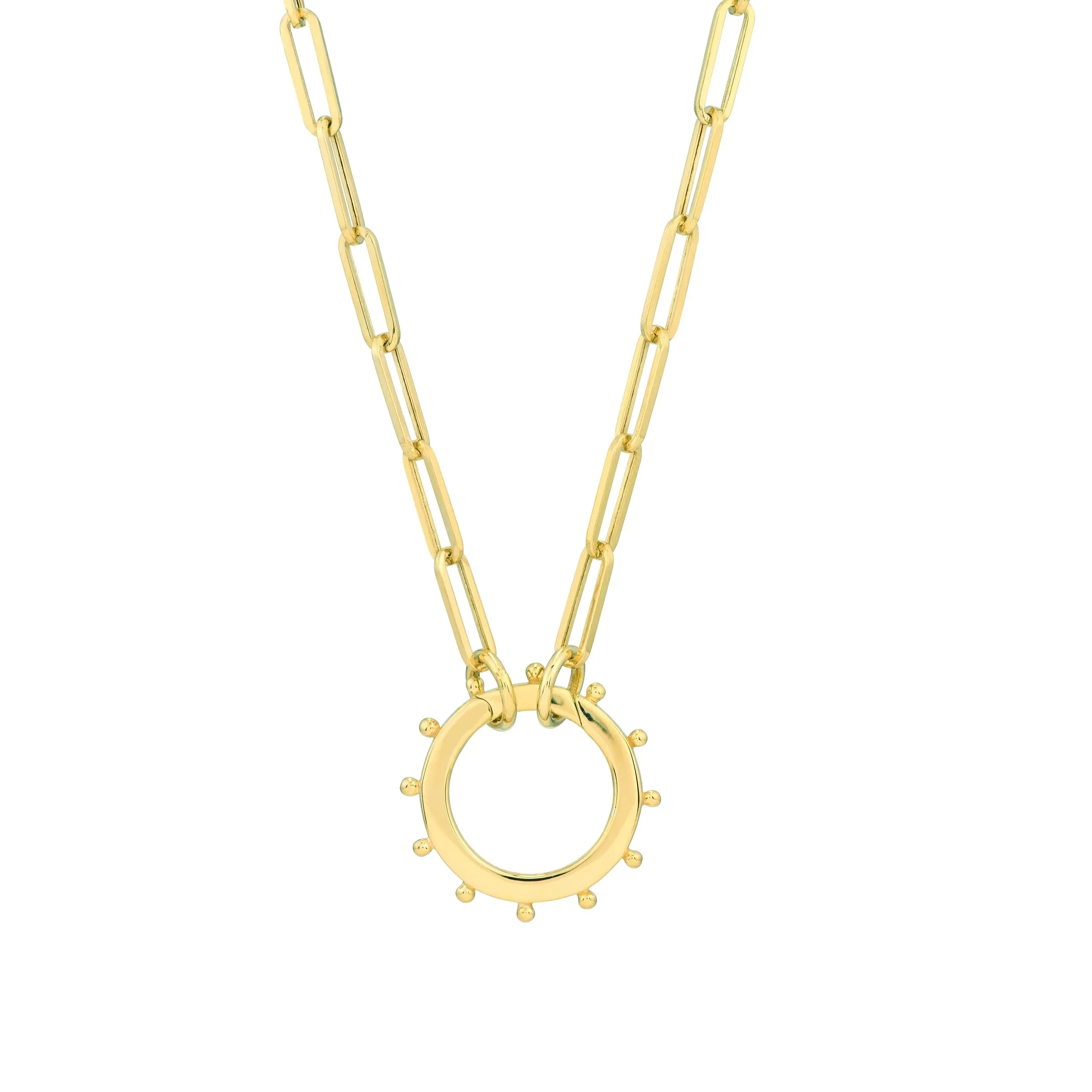14K GOLD ROUND PUSH CONNECTOR WITH BEADED EDGE