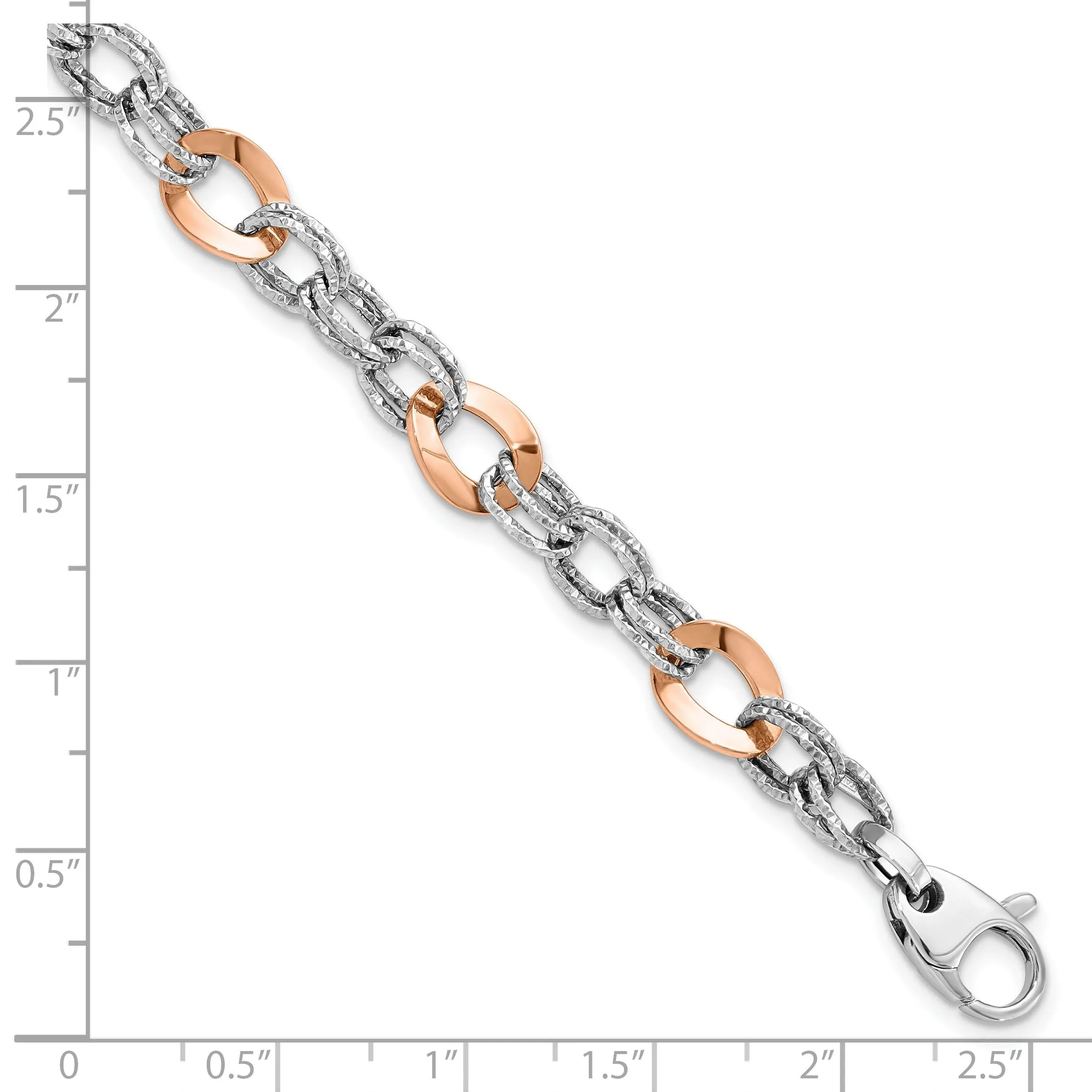 14K Two tone Gold Polish DC Fancy Link Bracelet