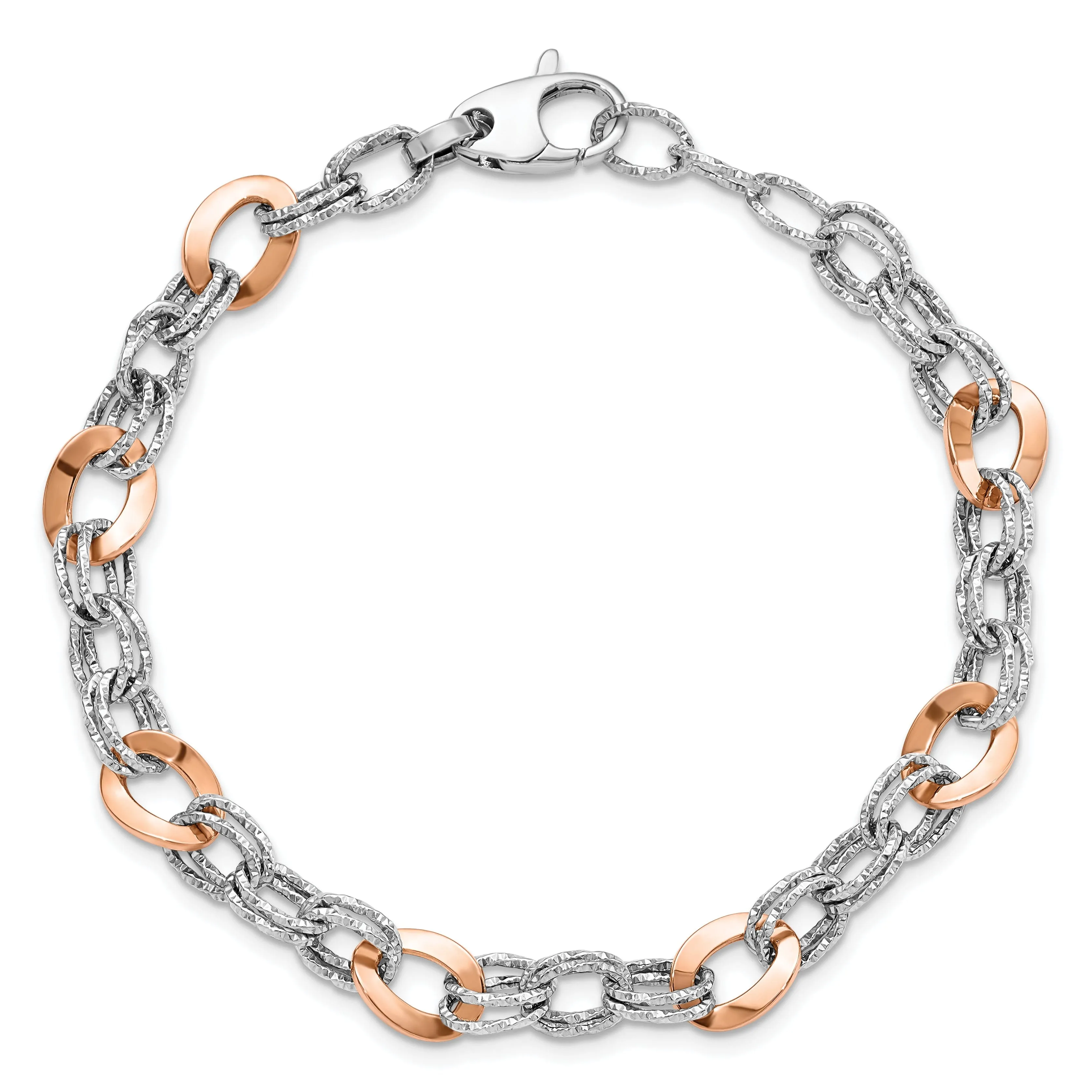14K Two tone Gold Polish DC Fancy Link Bracelet