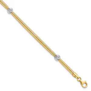 14k Two Tone Gold Polished D.C Mesh Bracelet