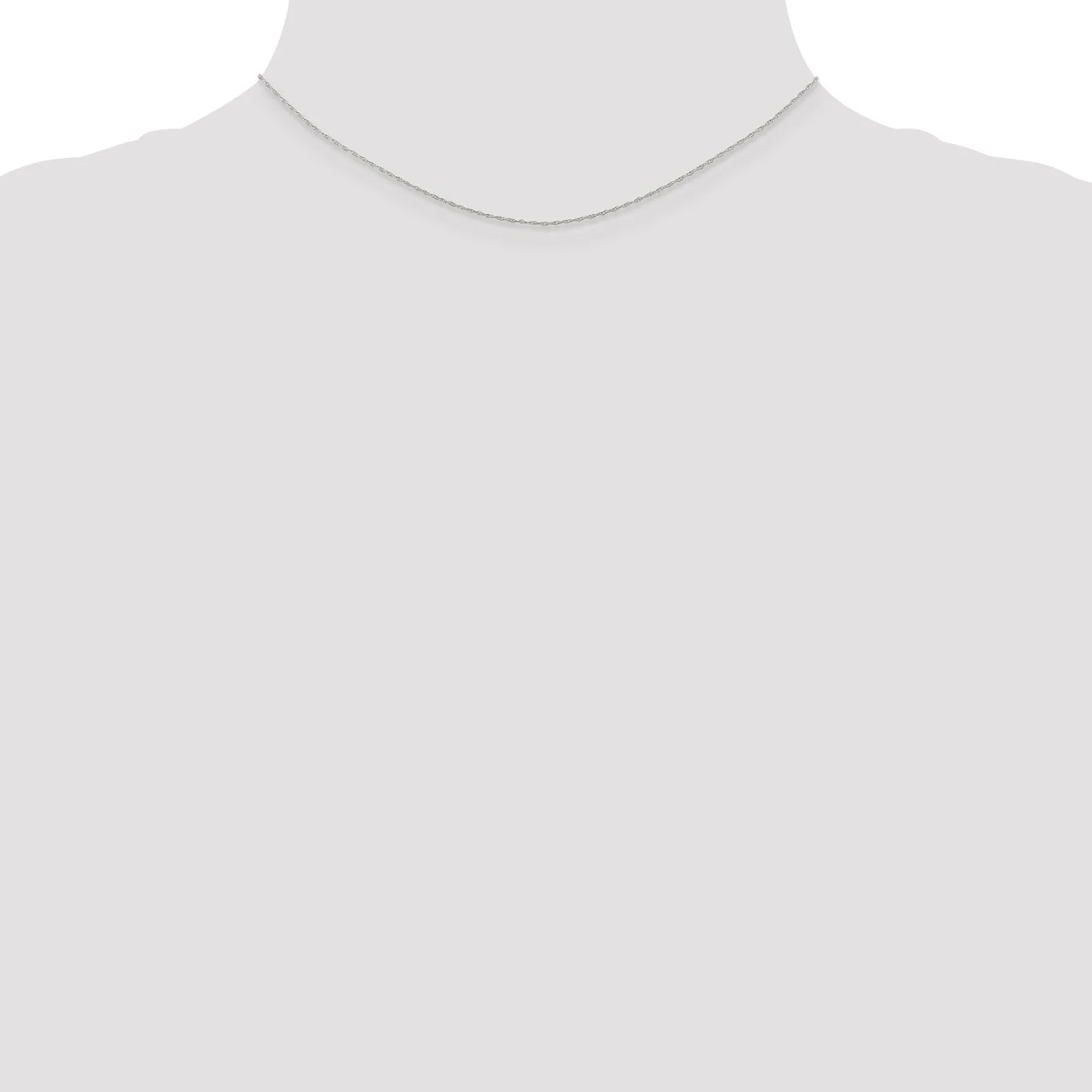 14K White Gold 0.50mm Carded Cable Rope Chain