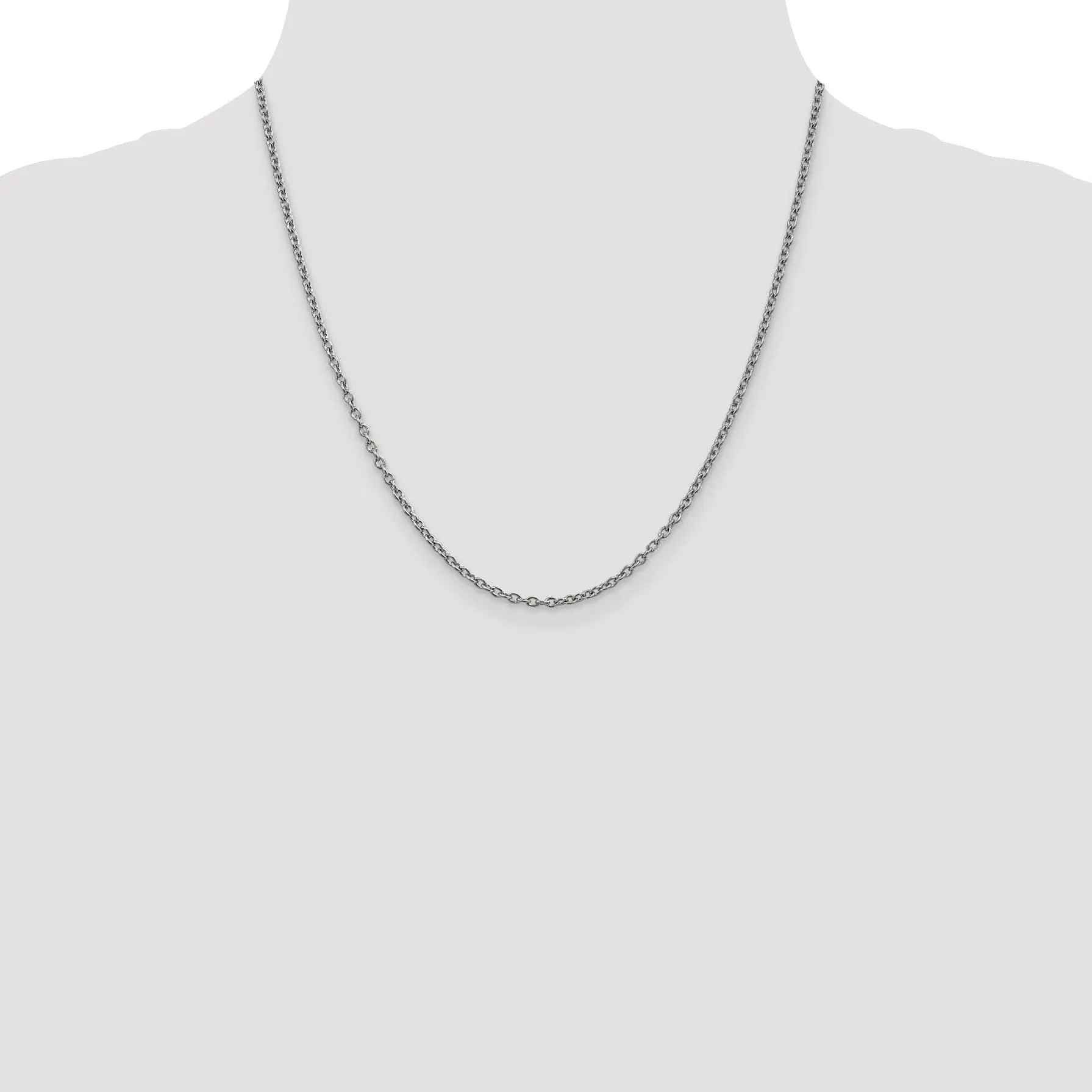 14k White Gold 2.40mm Round Link Cable Chain