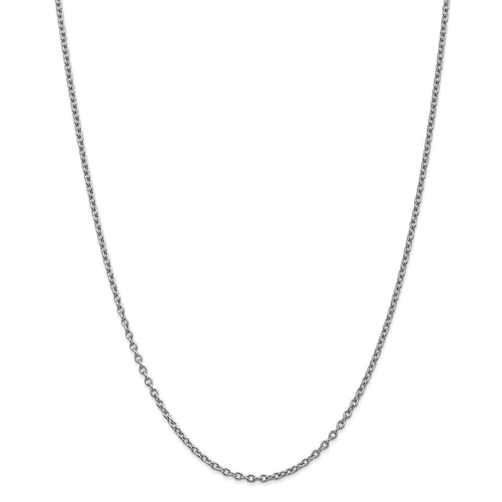 14k White Gold 2.40mm Round Link Cable Chain