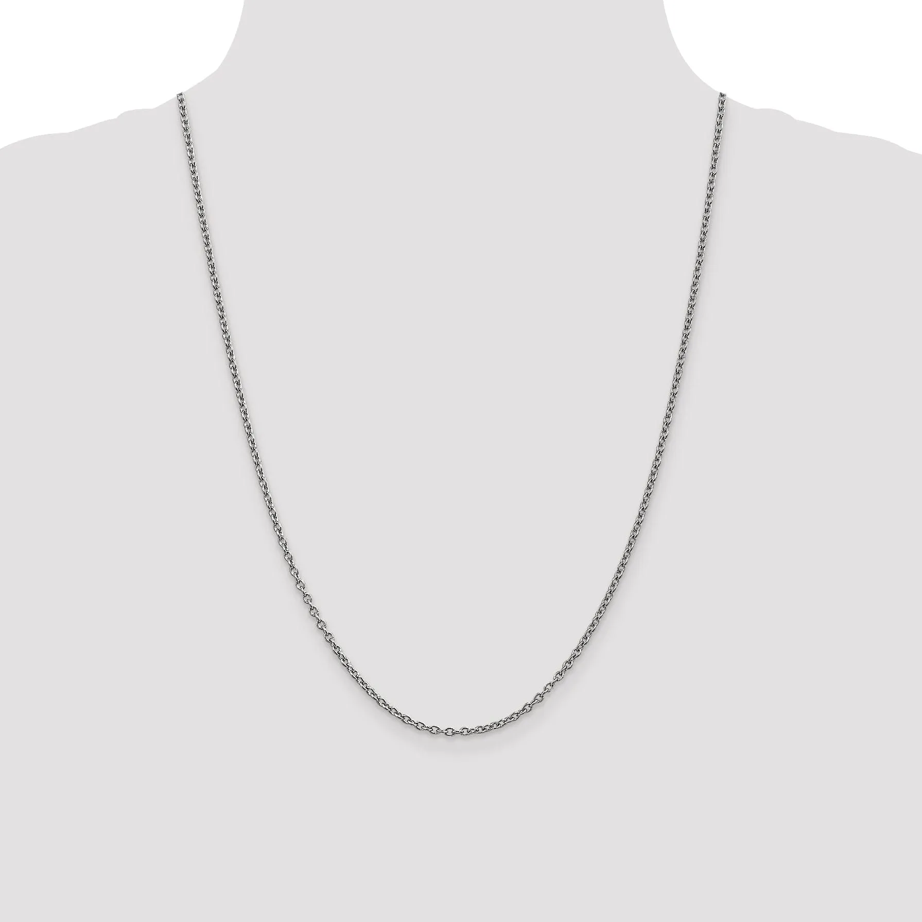 14k White Gold 2.40mm Round Link Cable Chain