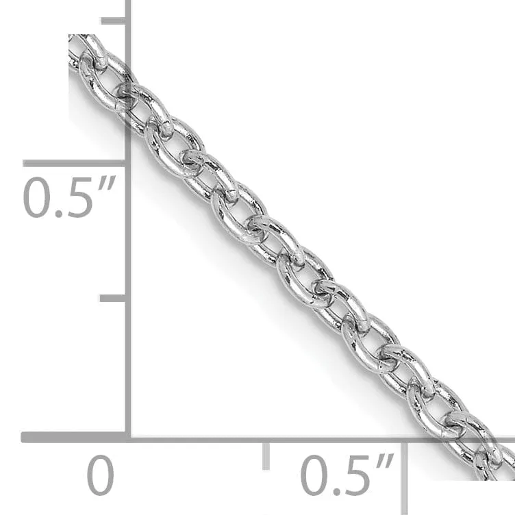 14k White Gold 2.40mm Round Link Cable Chain