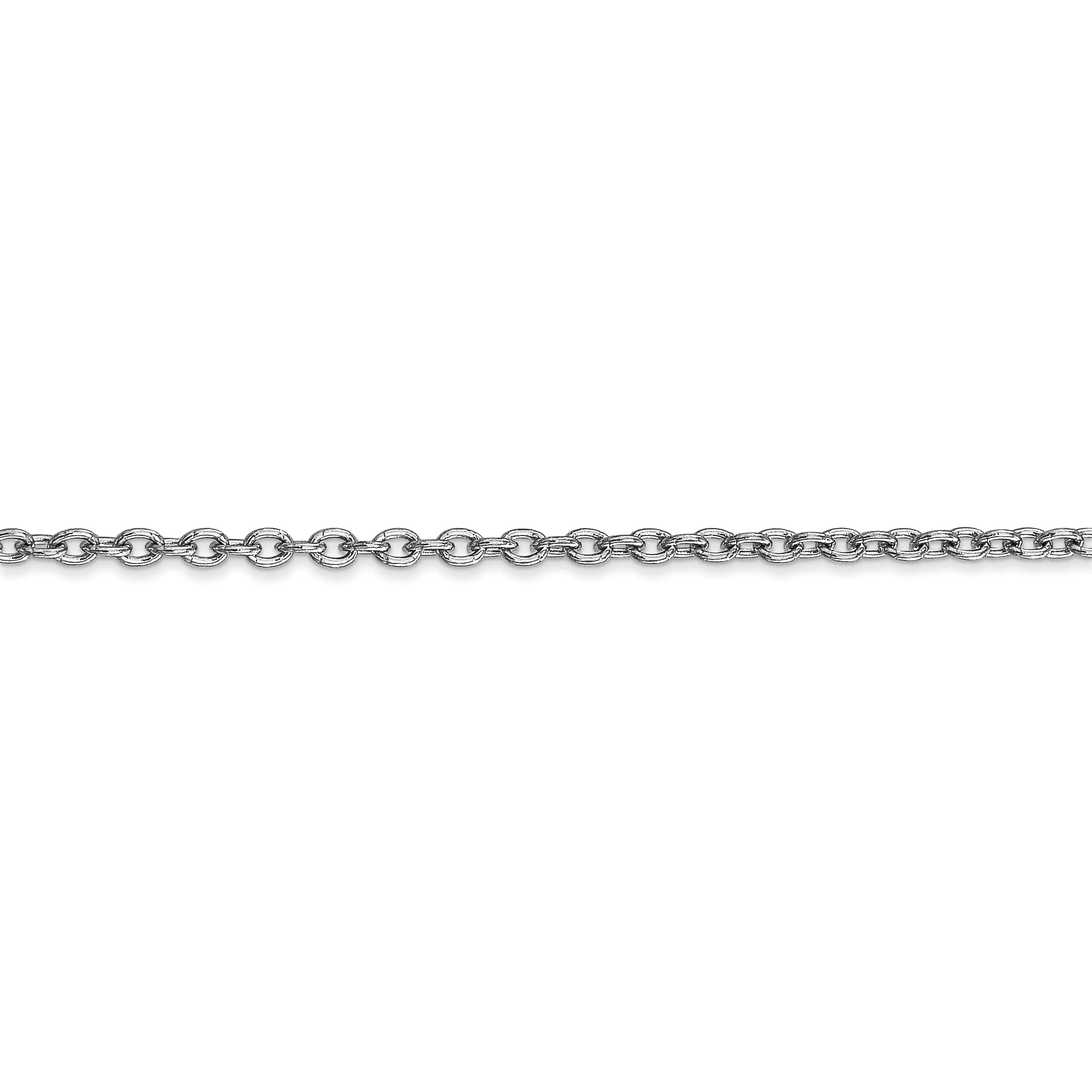 14k White Gold 2.40mm Round Link Cable Chain