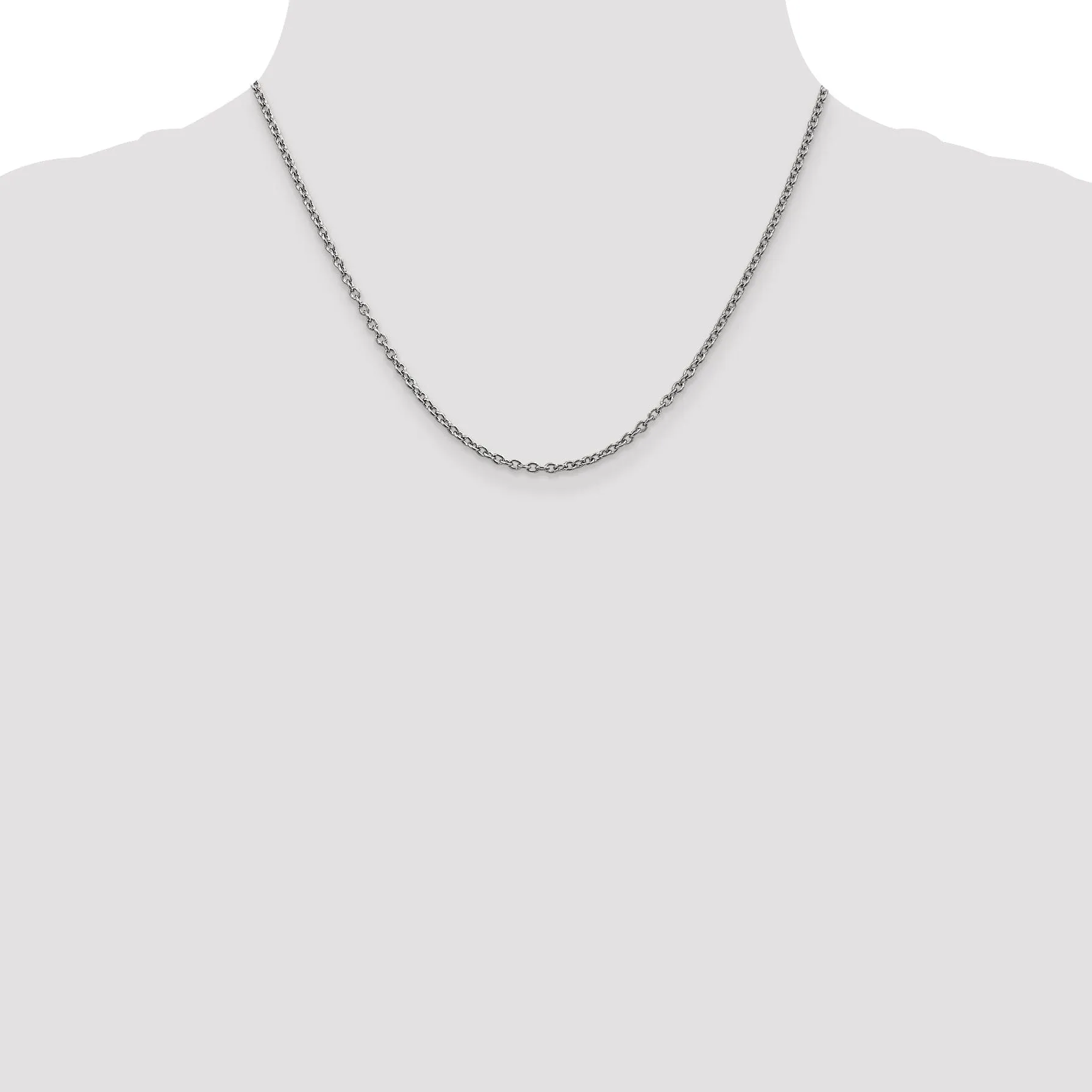14k White Gold 2.40mm Round Link Cable Chain
