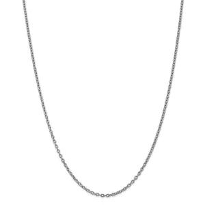 14k White Gold 2.40mm Round Link Cable Chain