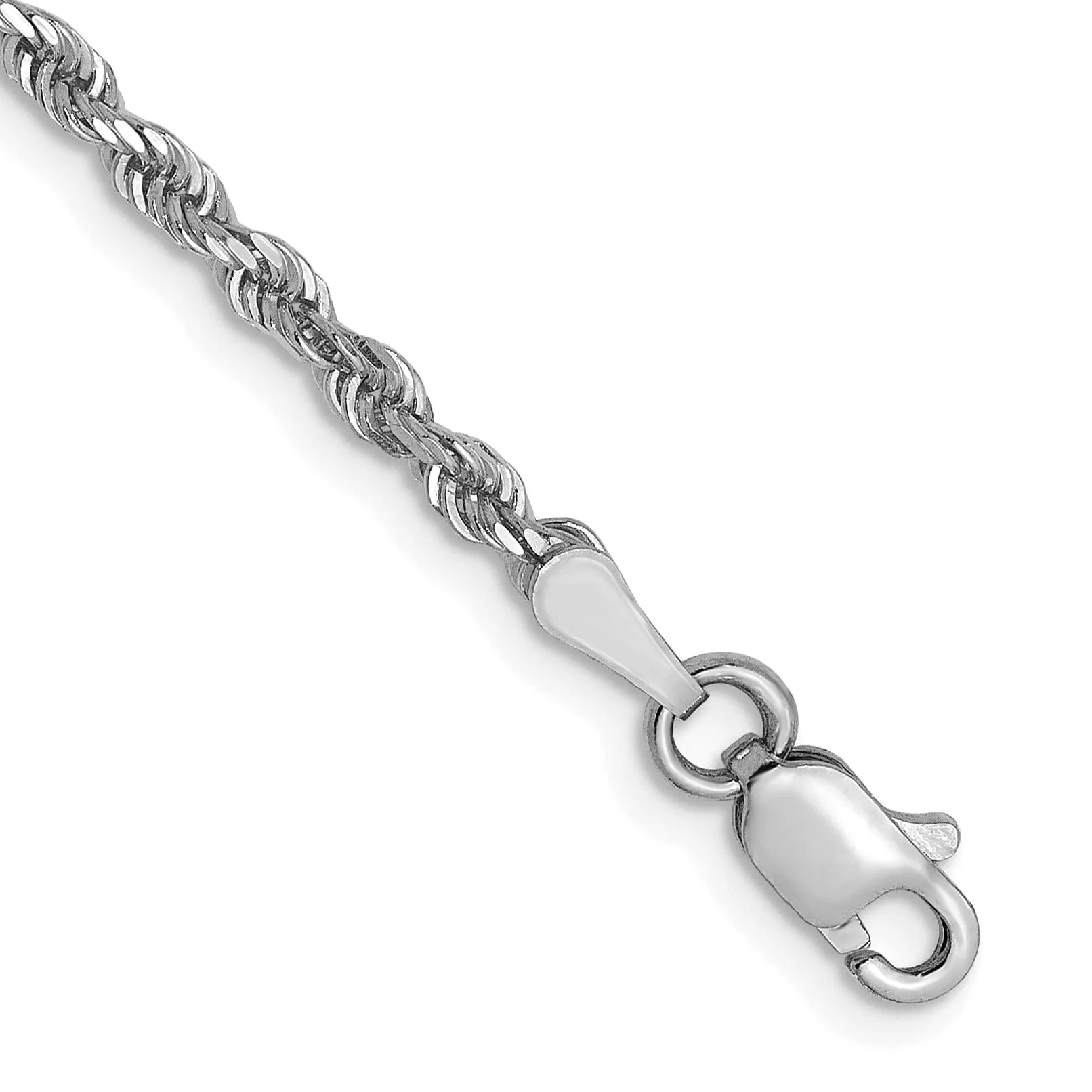 14K White Gold 2.50mm D.C Rope Chain