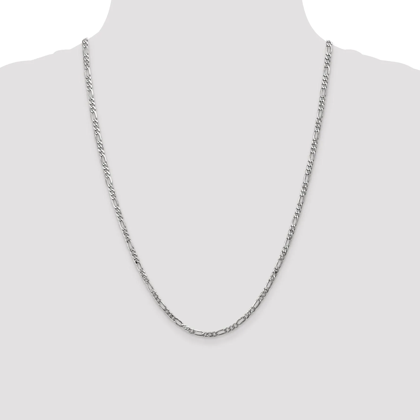 14k White Gold 3.0mm Flat Figaro Chain