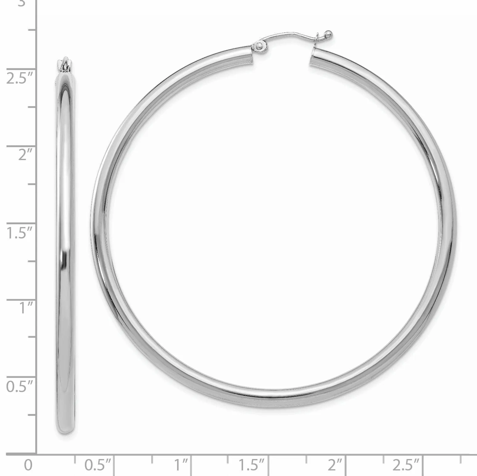 14k White Gold 3MM Hoop Earrings