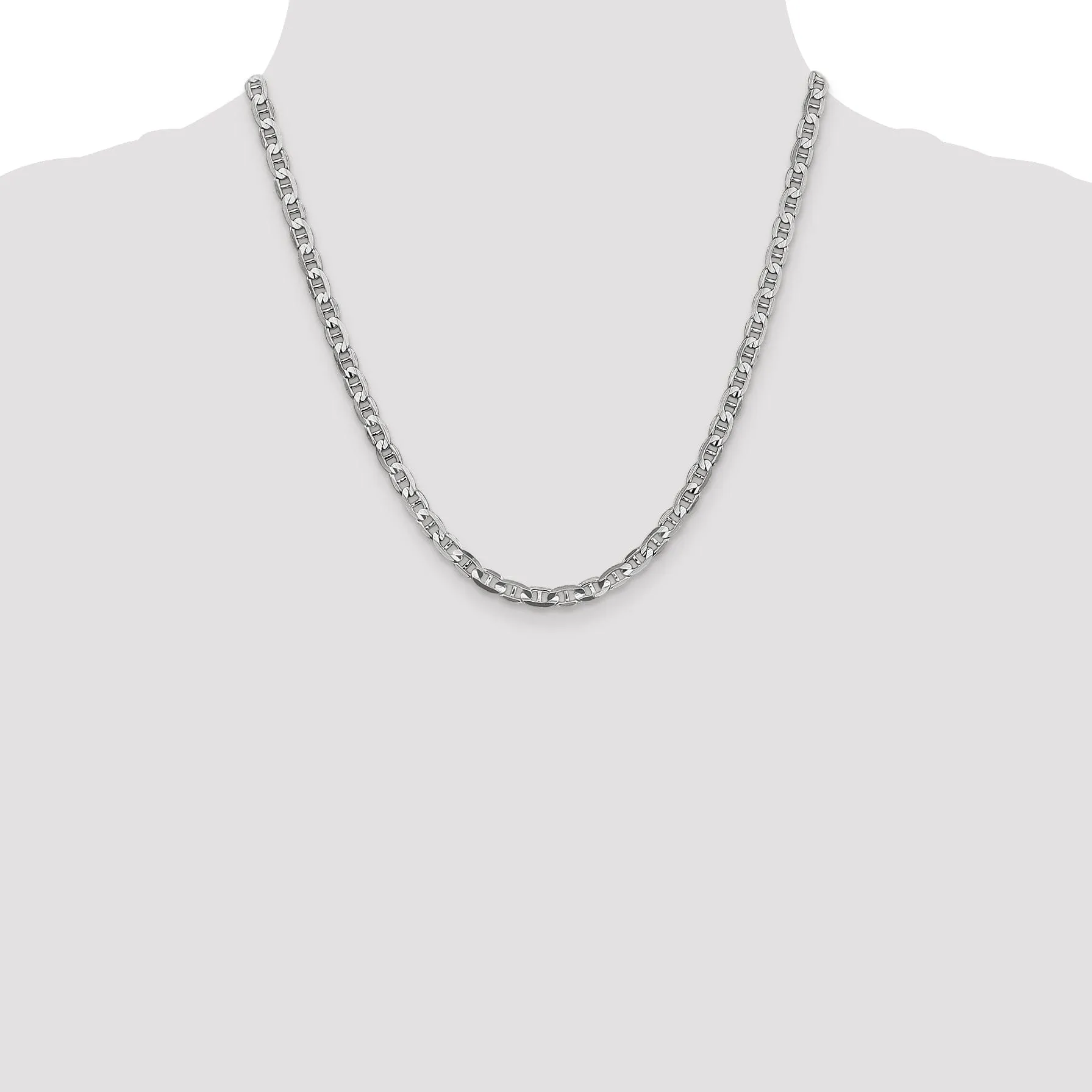 14k White Gold 4.50m Solid Concave Anchor Chain