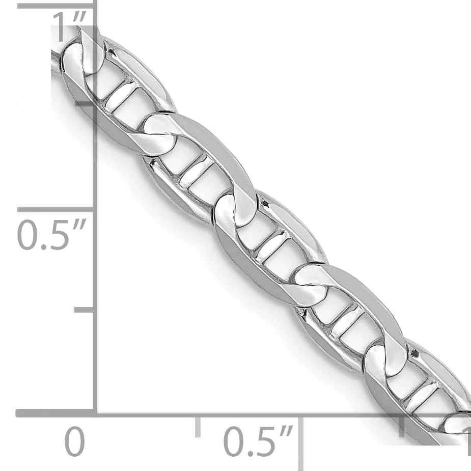 14k White Gold 4.50m Solid Concave Anchor Chain