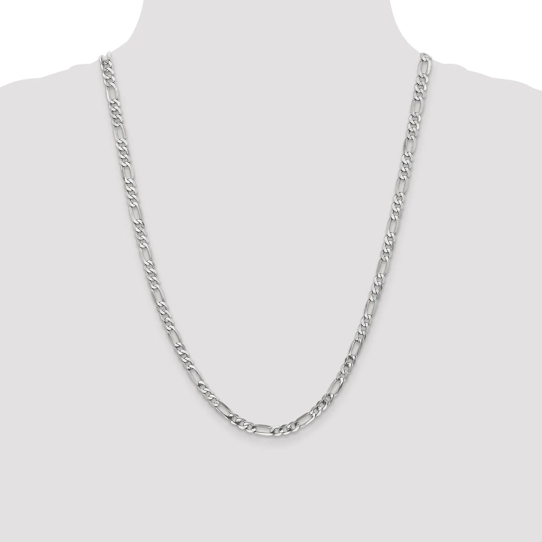 14k White Gold 5.0mm Flat Figaro Chain