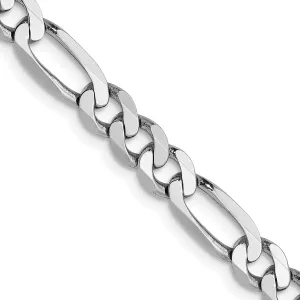14k White Gold 5.0mm Flat Figaro Chain