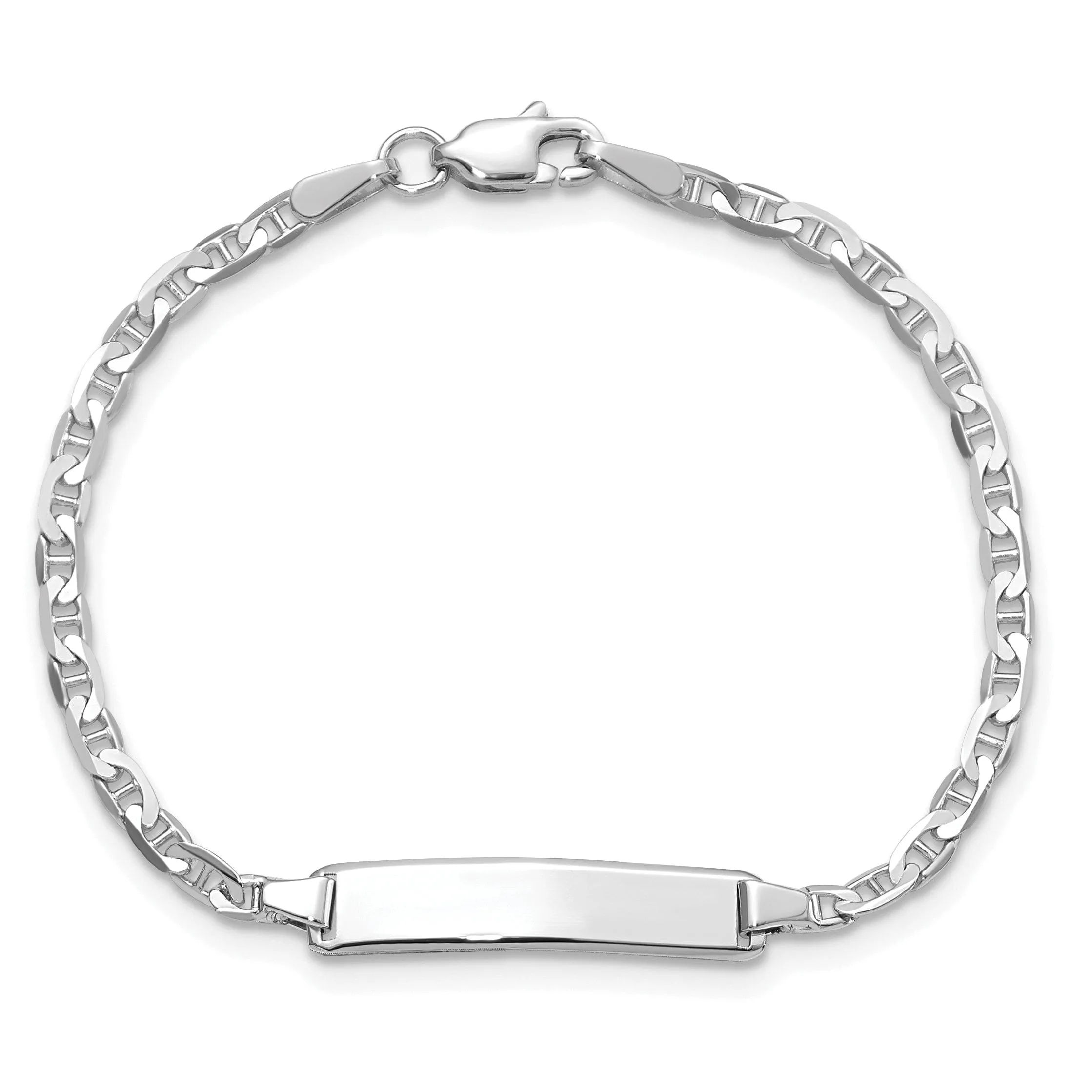 14K White Gold Childrens Anchor ID Bracelet