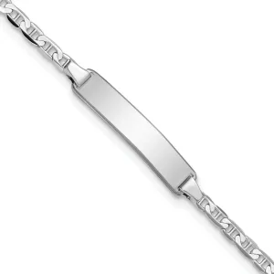14K White Gold Childrens Anchor ID Bracelet