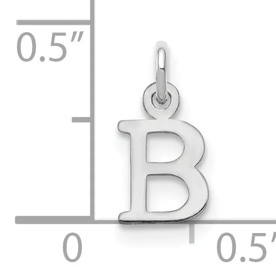 14k White Gold Cut-Out Letter B Initial Design Charm Pendant