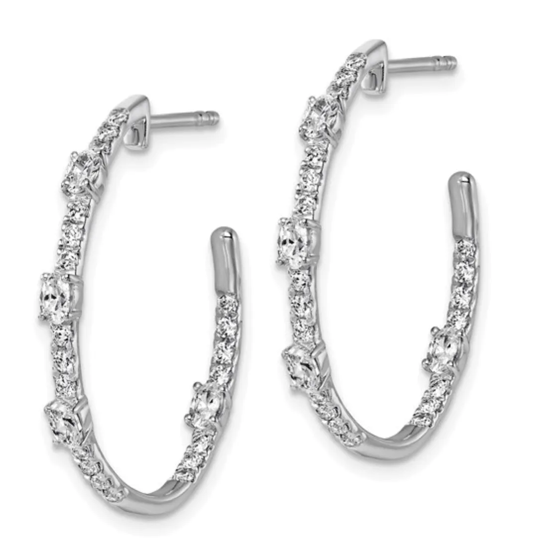 14K White Gold Lab Diamond J Hoop Earrings
