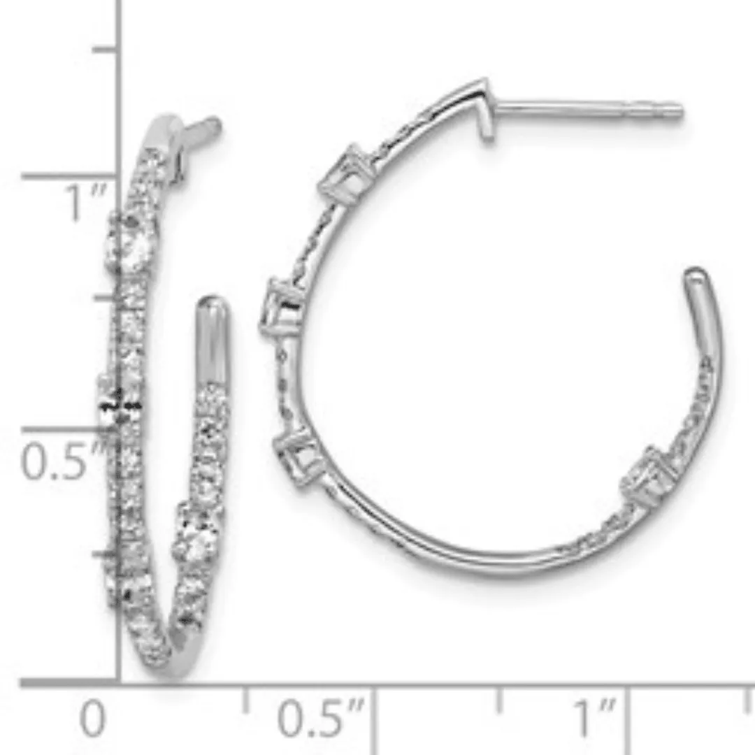 14K White Gold Lab Diamond J Hoop Earrings