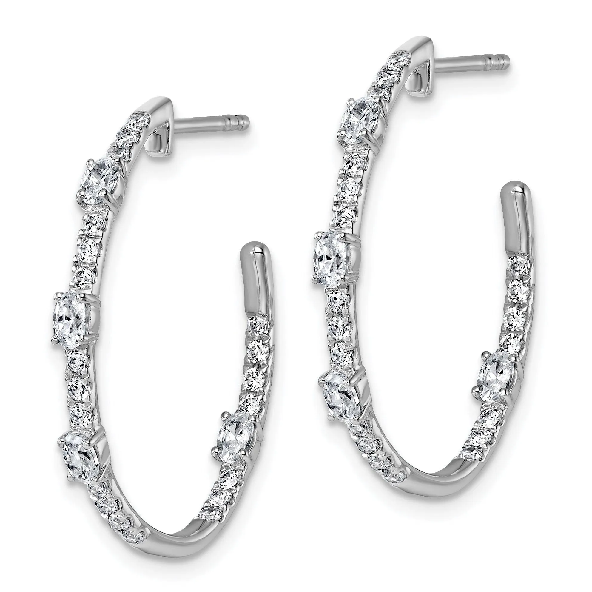 14K White Gold Lab Diamond J Hoop Earrings