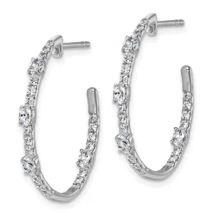 14K White Gold Lab Diamond J Hoop Earrings