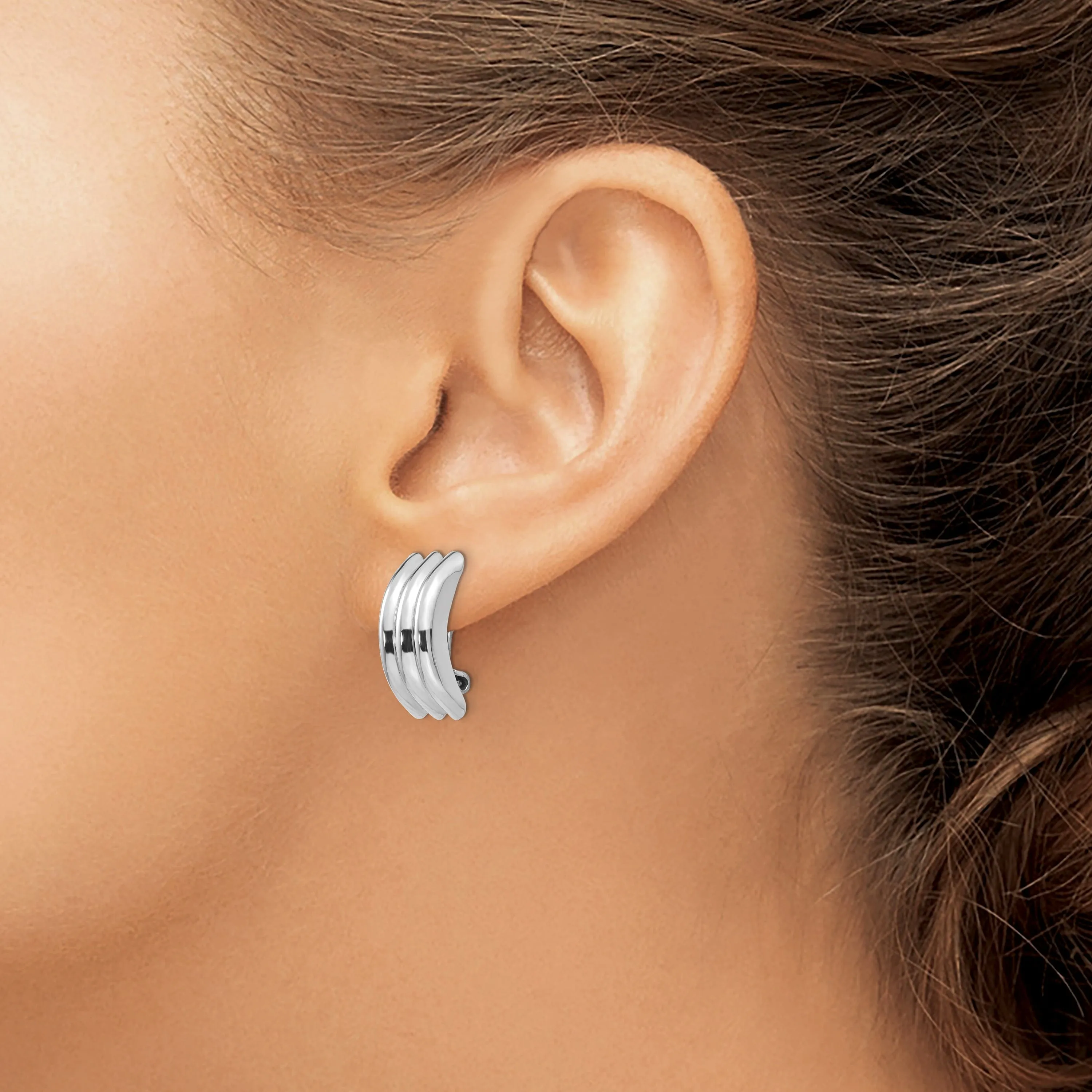 14k White Gold Omega Clip Non-Pierced Earrings