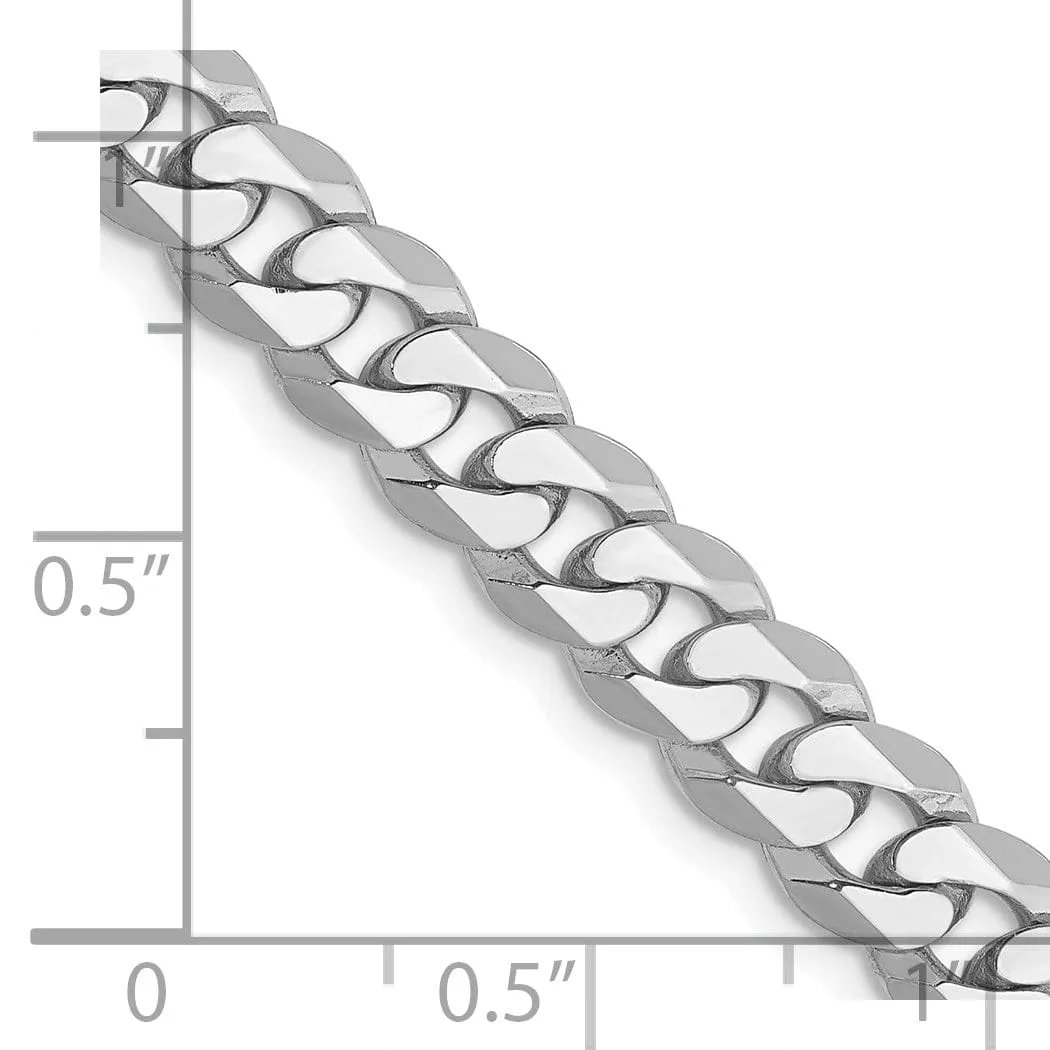14k White Gold Polished 6.10mmFlat Curb Chain