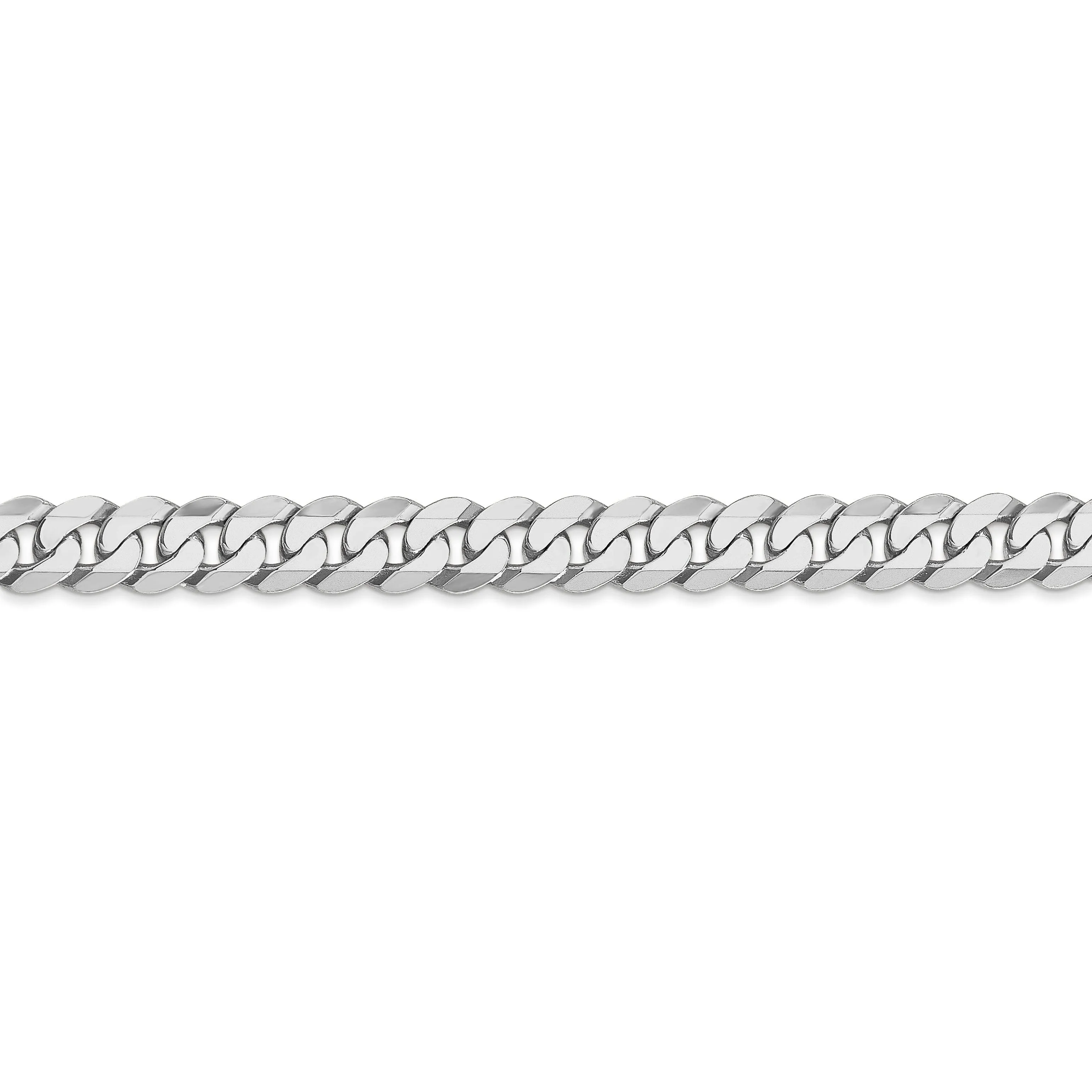 14k White Gold Polished 6.10mmFlat Curb Chain
