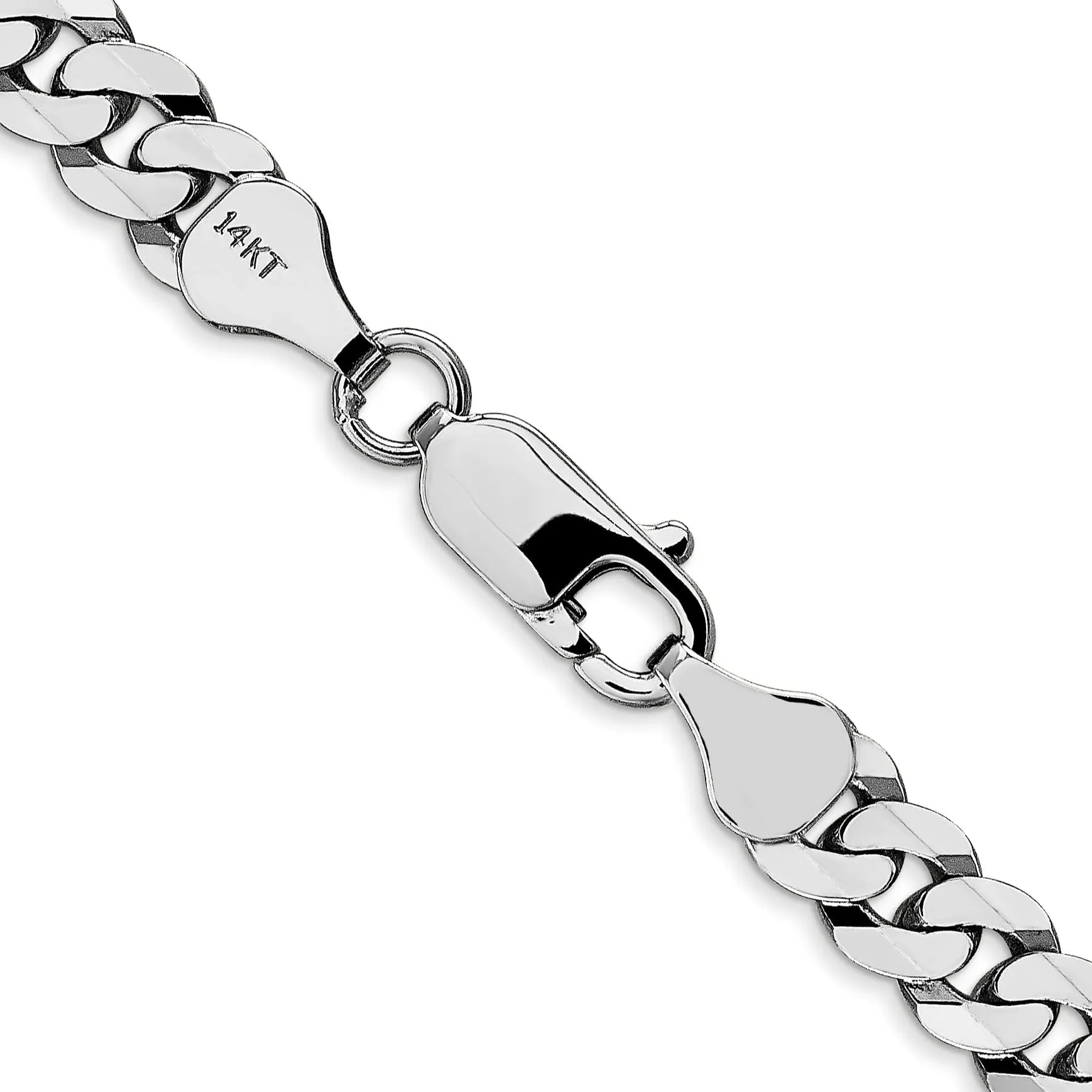 14k White Gold Polished 6.10mmFlat Curb Chain