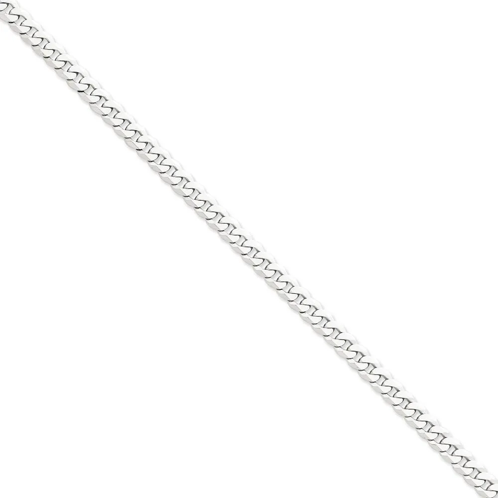 14k White Gold Polished 6.10mmFlat Curb Chain