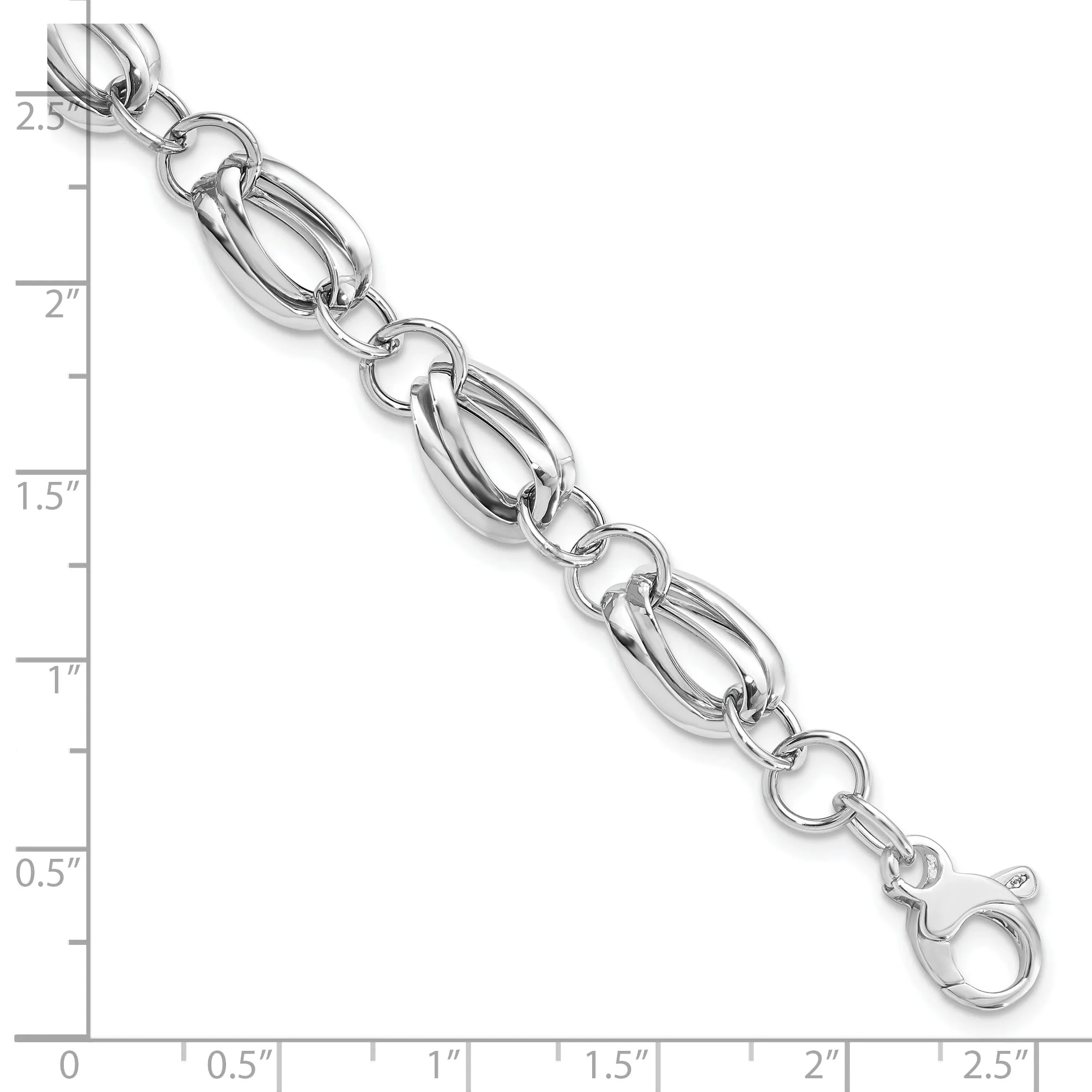 14k White Gold Polished Fancy Link Bracelet